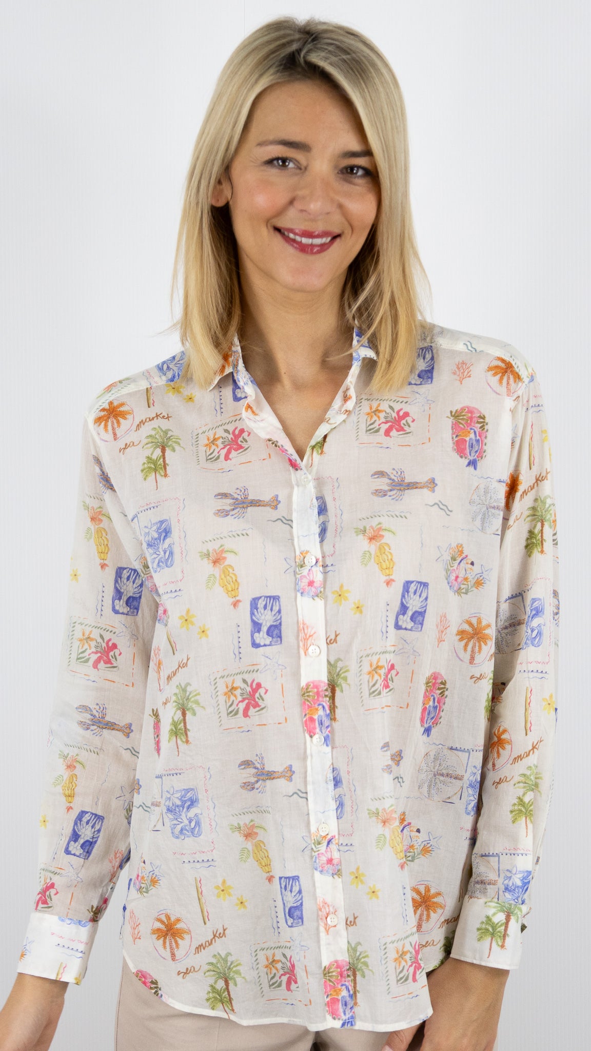 CHEMISE EN COTON IMPRIME CARAIBES POUR FEMME HARTFORD CHARLOT BFCE629