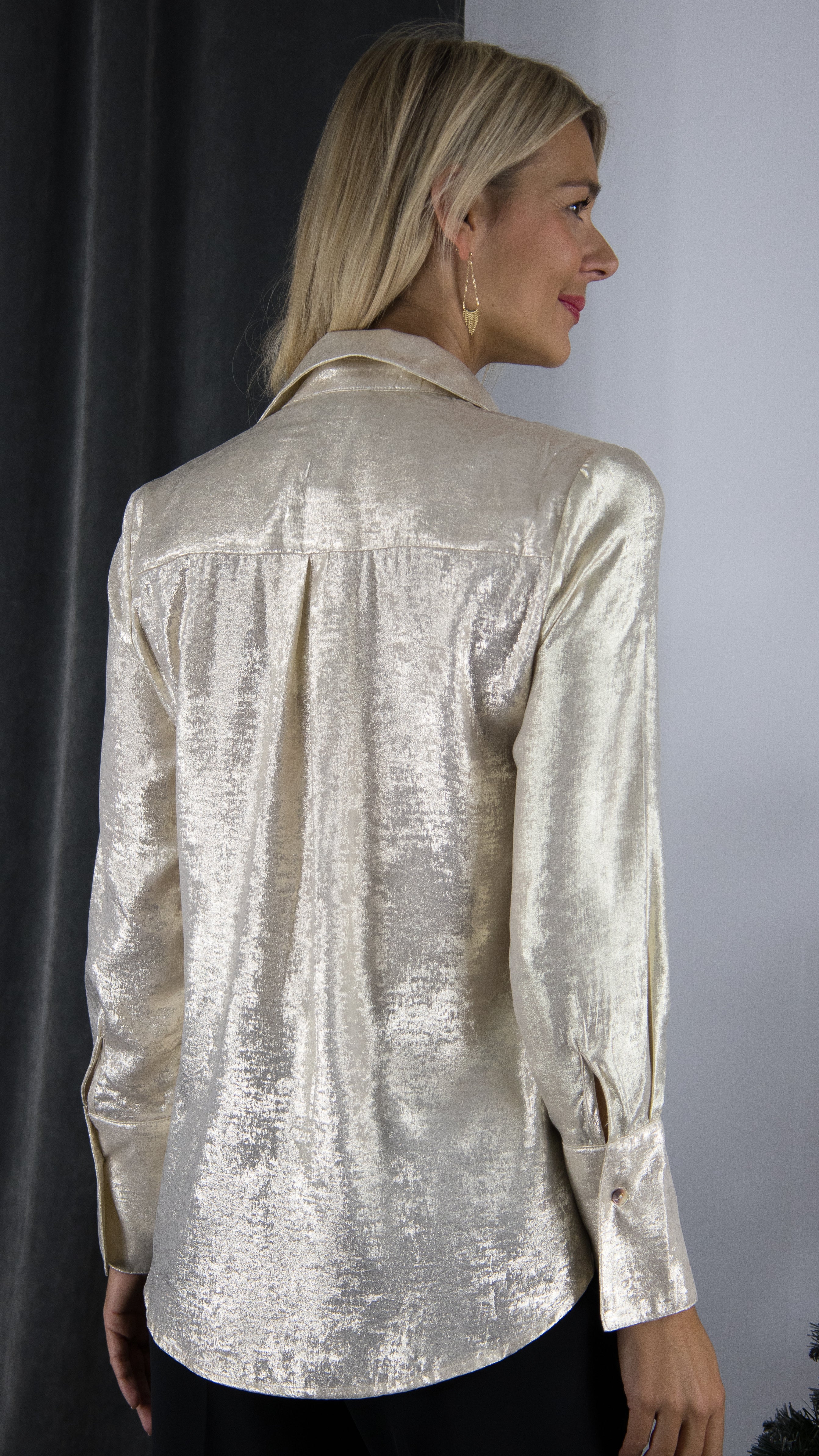 CHEMISE LAMEE DOREE POUR FEMME CHOKLATE CK08091-6