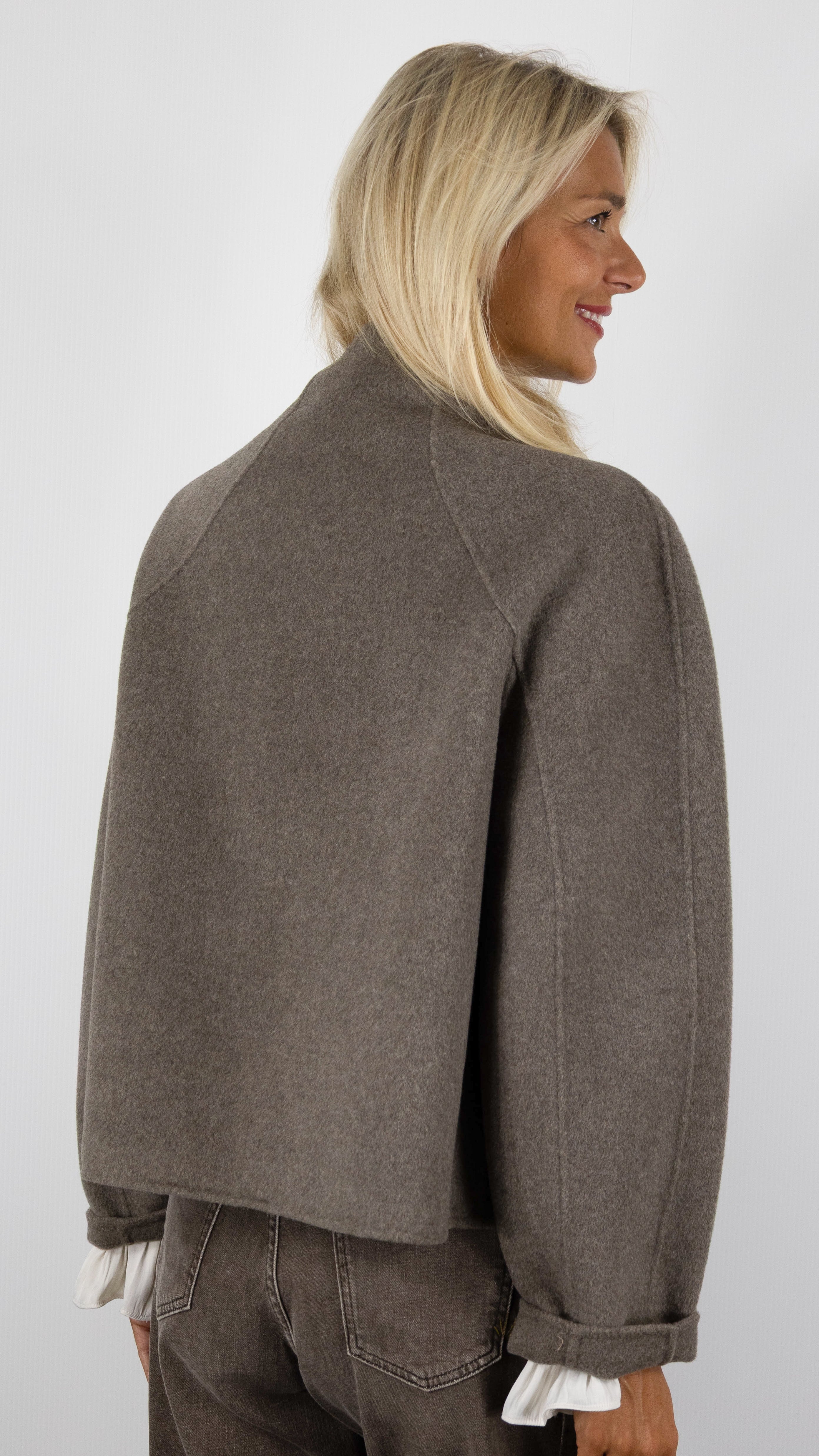 VESTE EN LAINE DOUBLE FACE TAUPE BA&SH KEMELIA