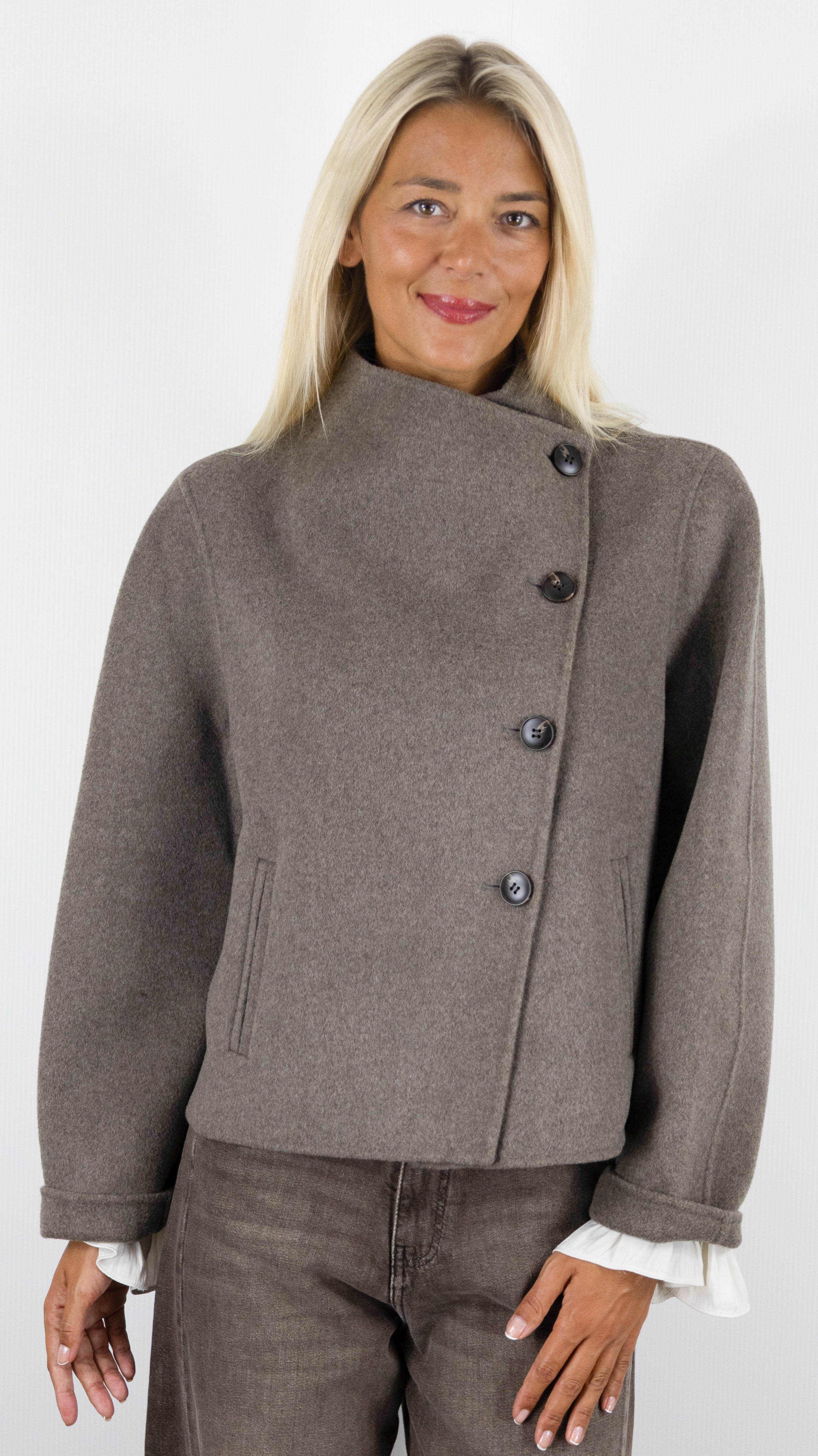 VESTE EN LAINE DOUBLE FACE TAUPE BA&SH KEMELIA