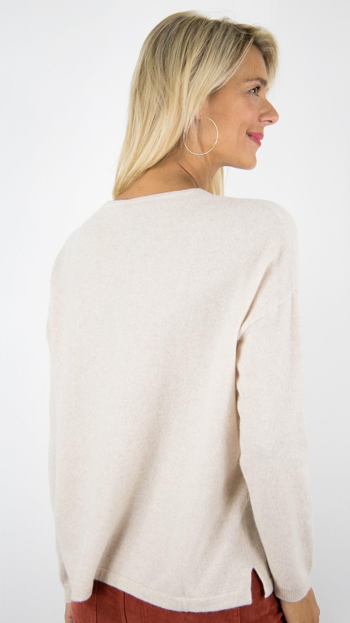 PULL COL V EN CACHEMIRE AVEC STRASS POUR FEMME ESTHEME CKH5262C#COLOR_3273/LIN