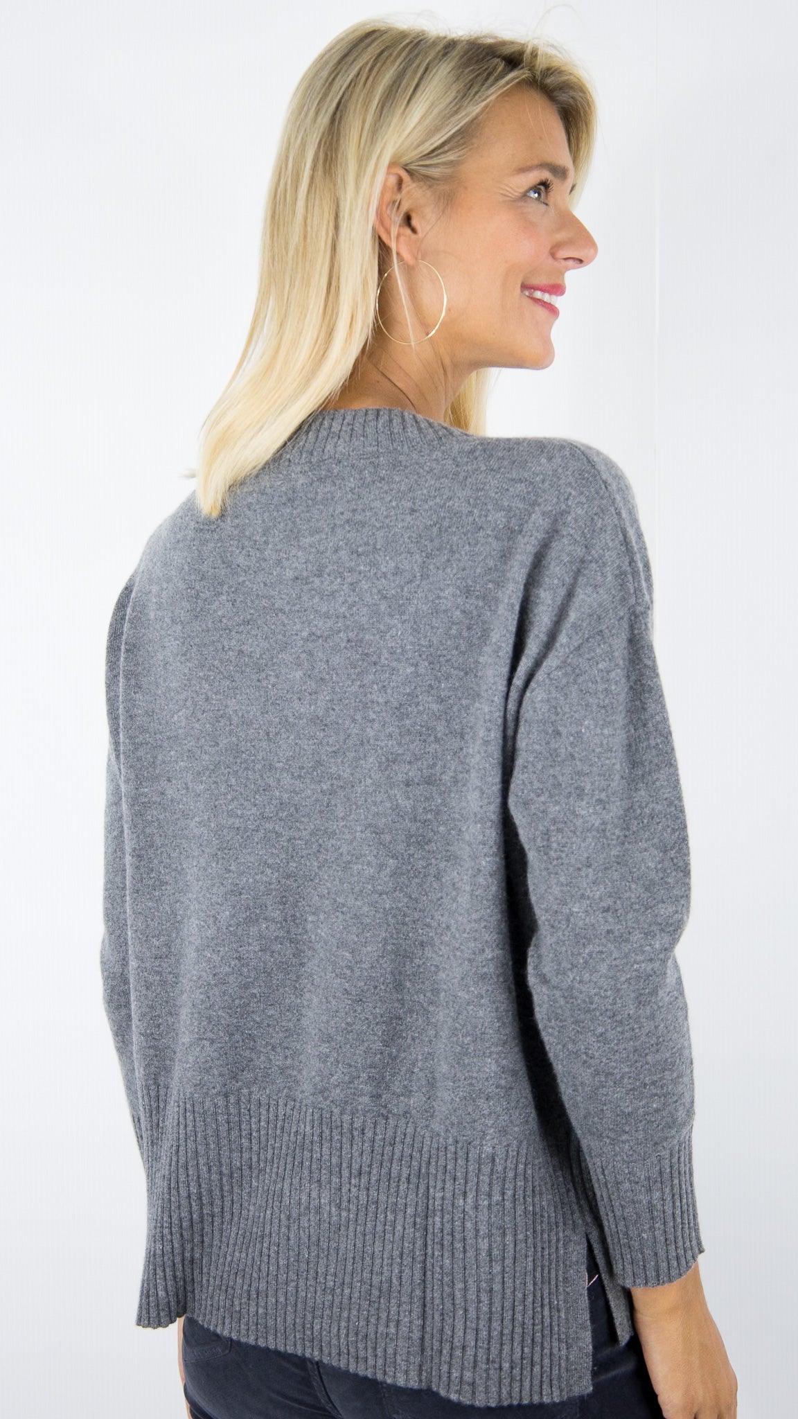 PULL COL V AMPLE EN CACHEMIRE ESTHEME CKH715C#COLOR_71322/ETAIN GRIS