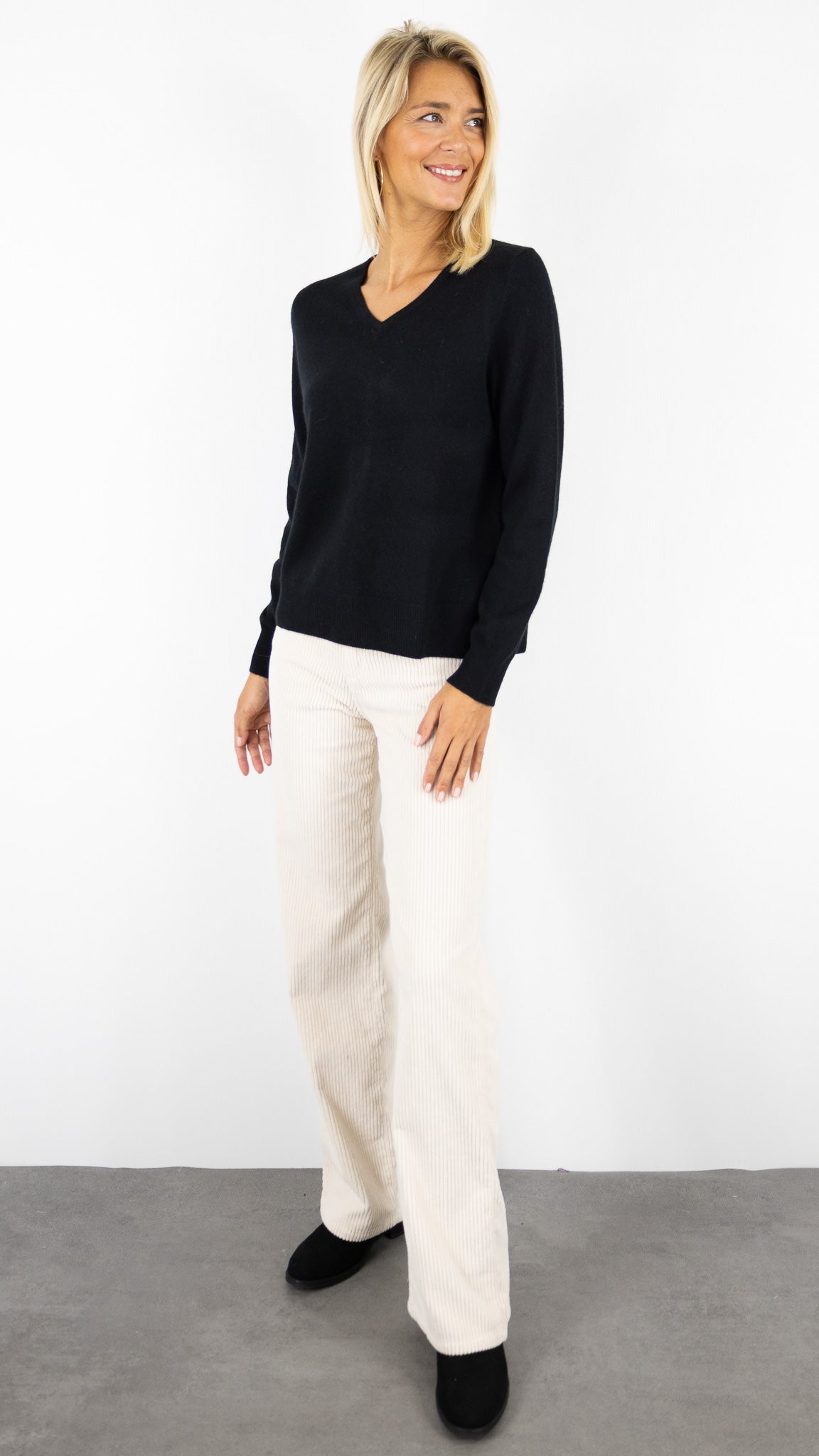 PULL COL V AMPLE EN CACHEMIRE ESTHEME CKH715C#COLOR_6148/NOIR