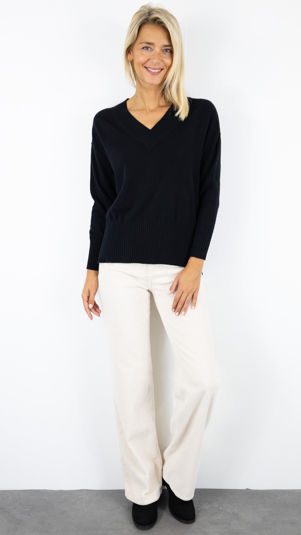 PULL COL V AMPLE EN CACHEMIRE ESTHEME CKH715C#COLOR_6148/NOIR