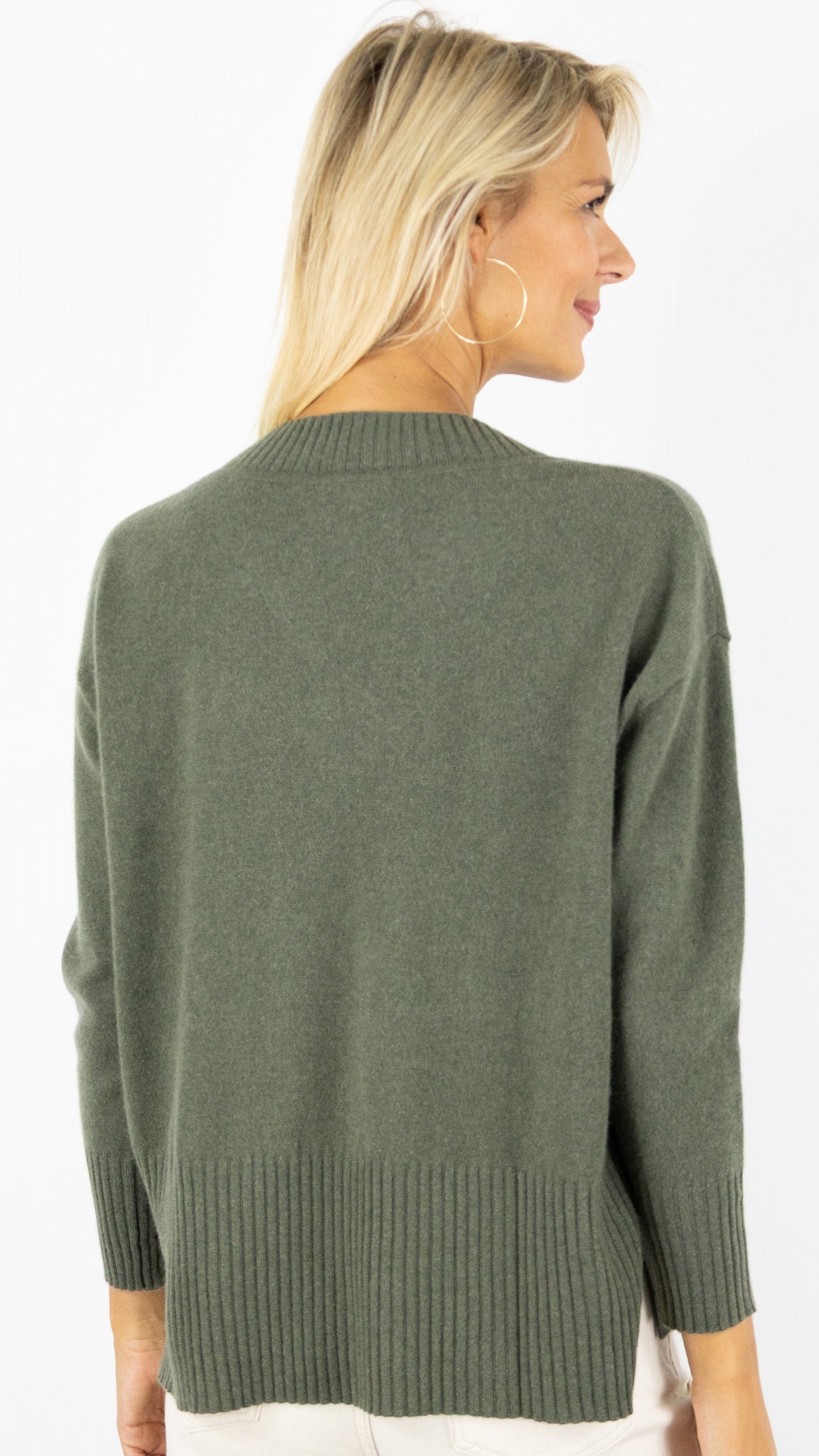 PULL COL V AMPLE EN CACHEMIRE ESTHEME CKH715C#COLOR_2109/VEGETAL