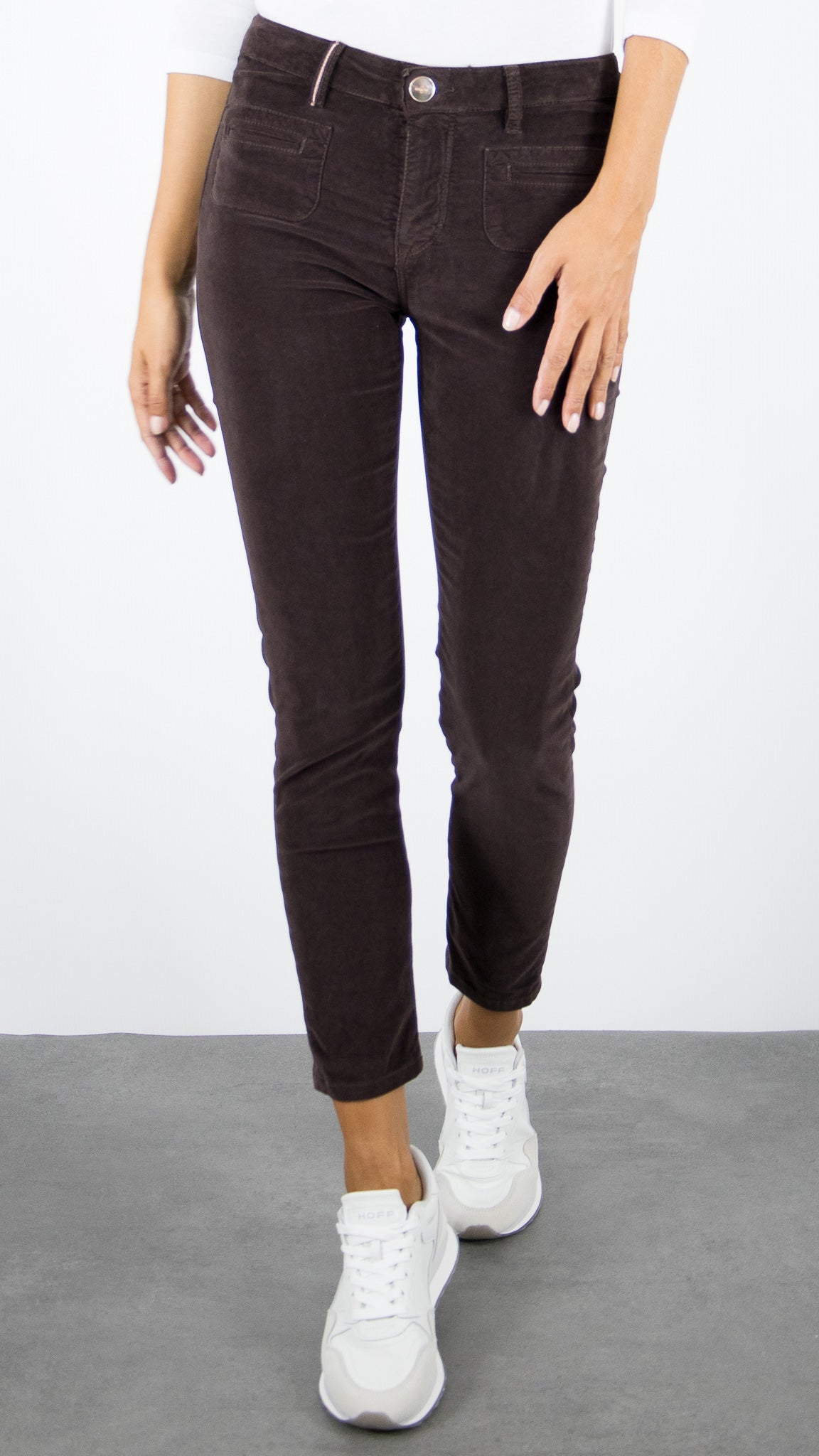 PANTALON SLIM EN VELOURS PALATINE LONGUEUR 7/8 ISLOW CLARA PALATINE CORD RECALL#COLOR_BRUN/CHOCO