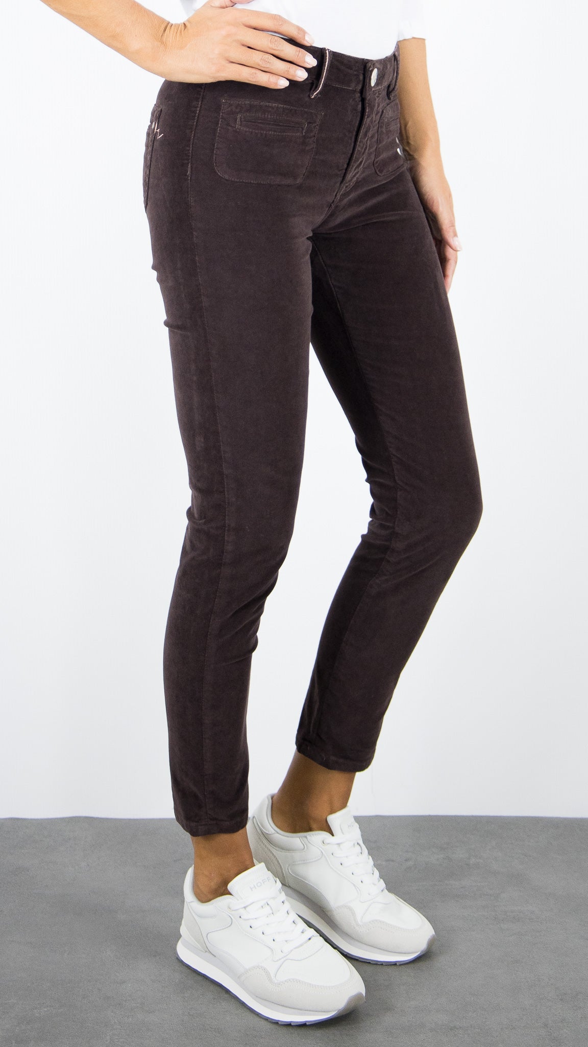 PANTALON SLIM EN VELOURS PALATINE LONGUEUR 7/8 ISLOW CLARA PALATINE CORD RECALL#COLOR_BRUN/CHOCO