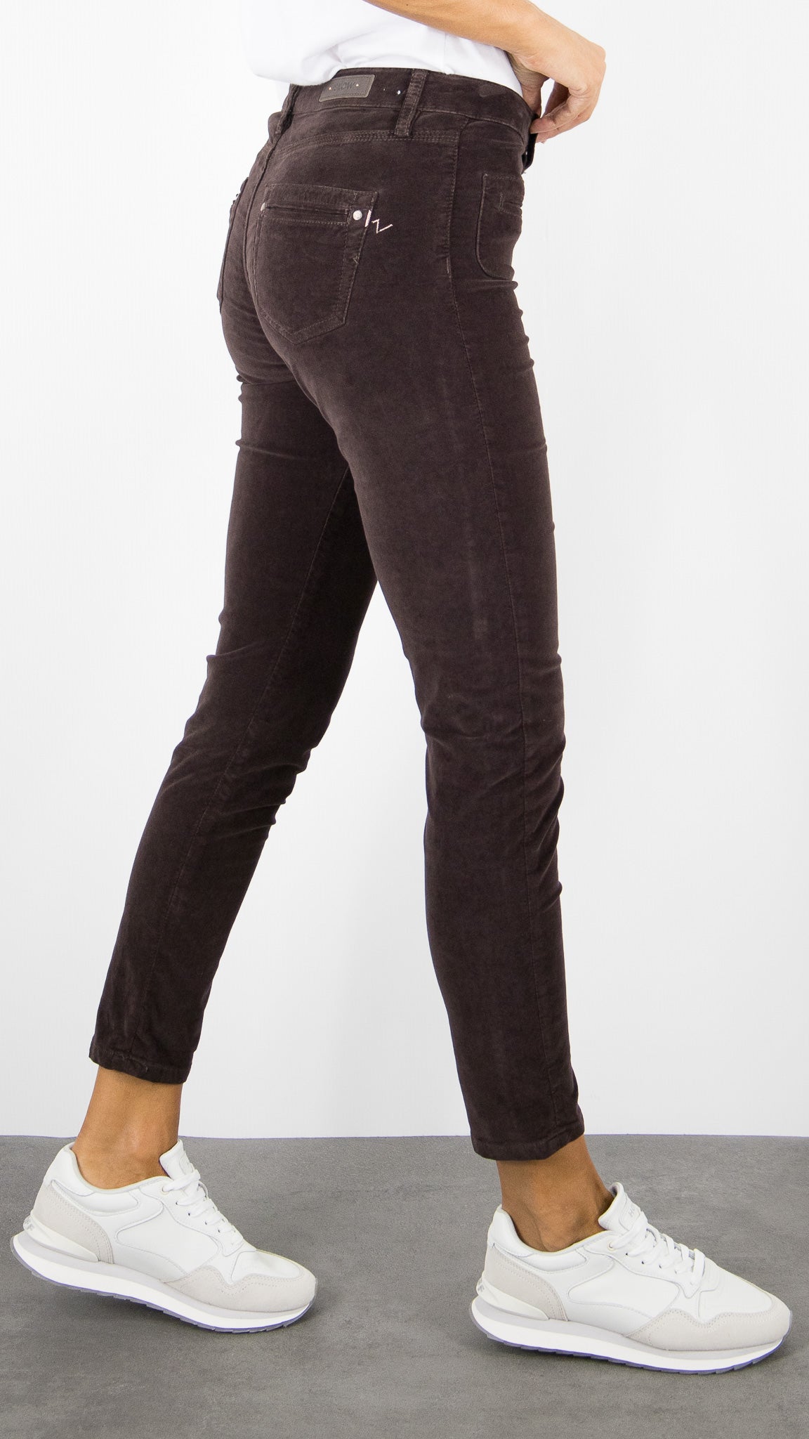 PANTALON SLIM EN VELOURS PALATINE LONGUEUR 7/8 ISLOW CLARA PALATINE CORD RECALL#COLOR_BRUN/CHOCO