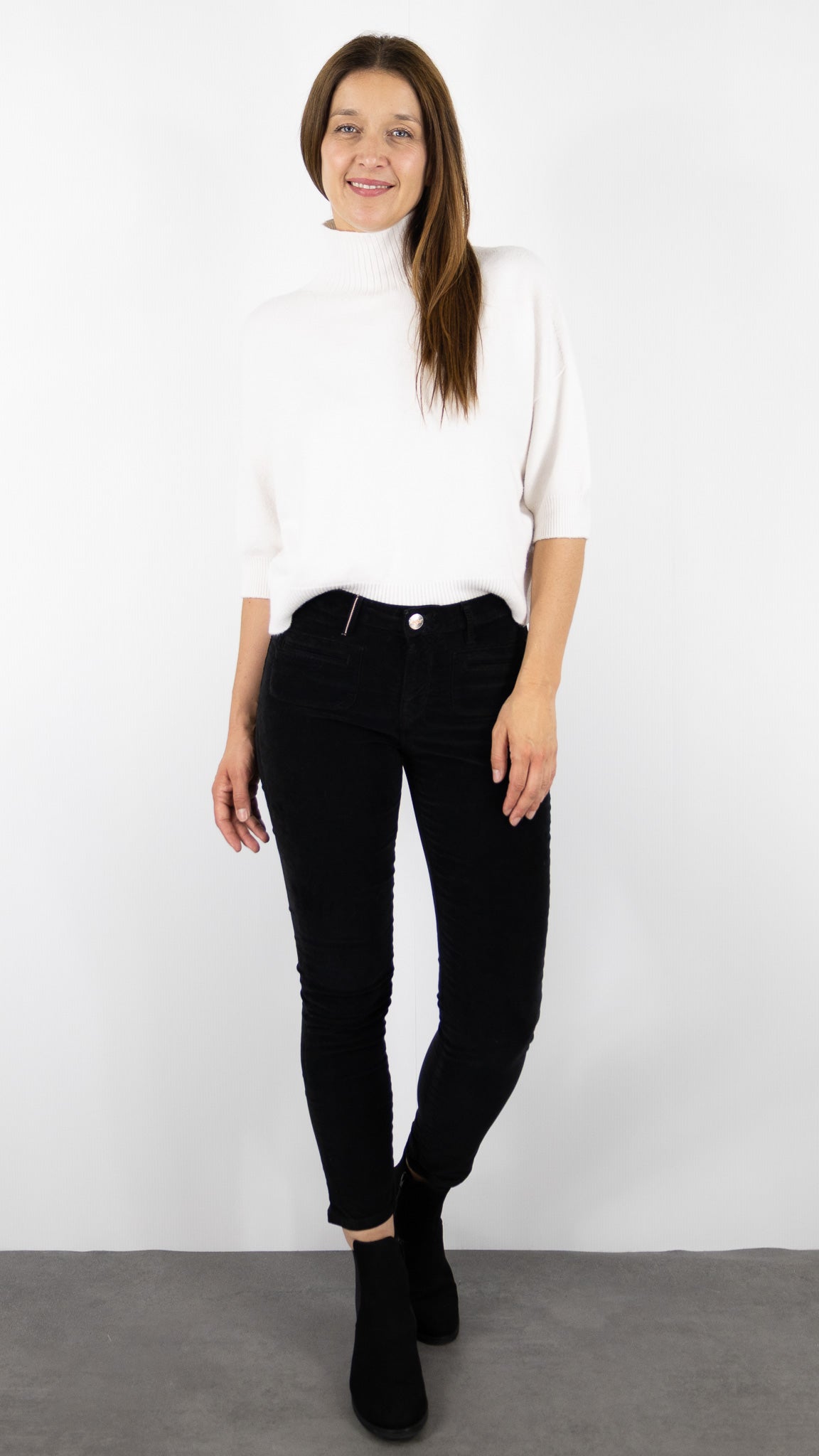 PANTALON SLIM EN VELOURS PALATINE LONGUEUR 7/8 ISLOW CLARA PALATINE CORD RECALL#COLOR_NOIR