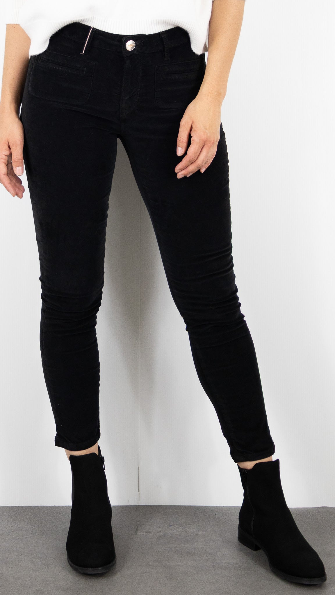PANTALON SLIM EN VELOURS PALATINE LONGUEUR 7/8 ISLOW CLARA PALATINE CORD RECALL#COLOR_NOIR