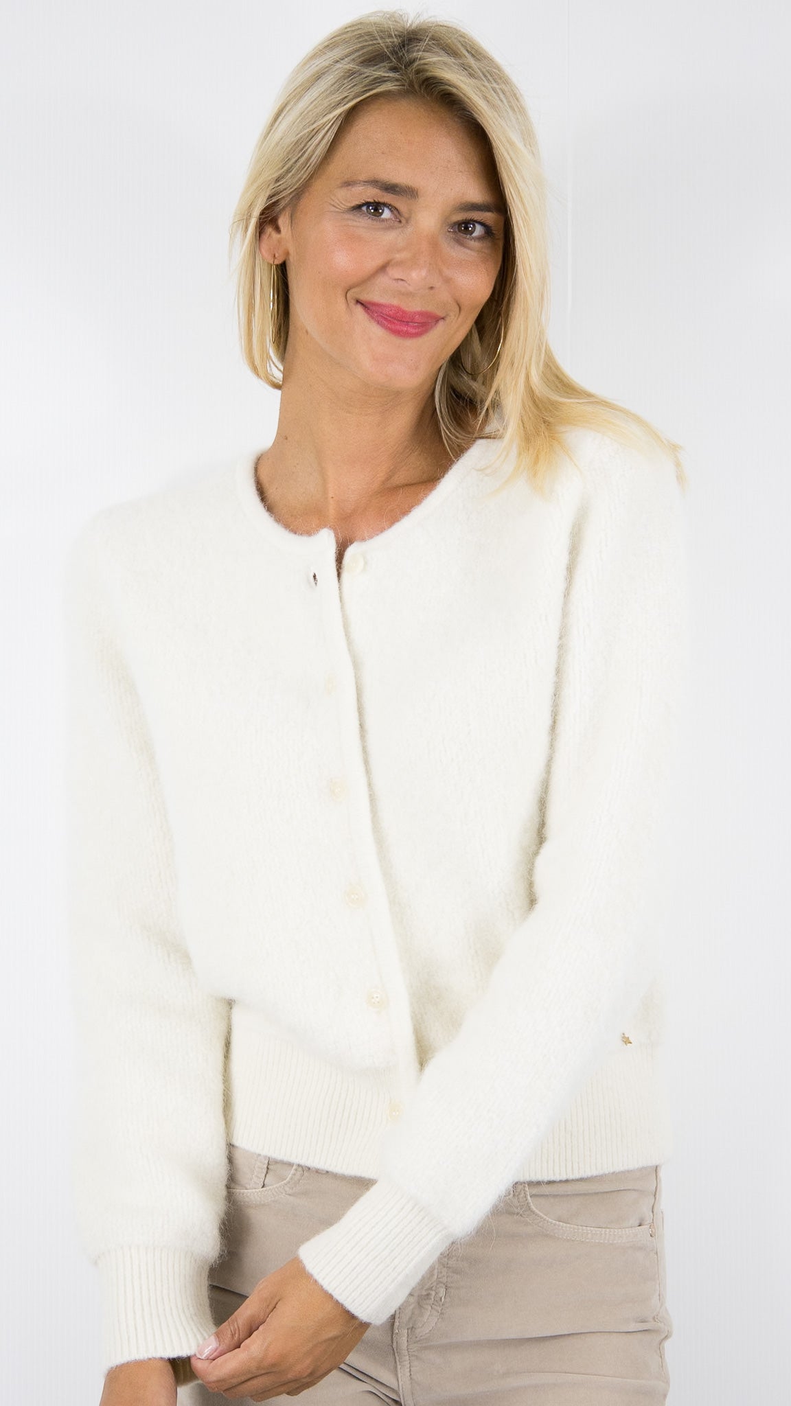 BLOUSON GILET EN ALPAGA ECRU CREME DES PETITS HAUTS CUMIN
