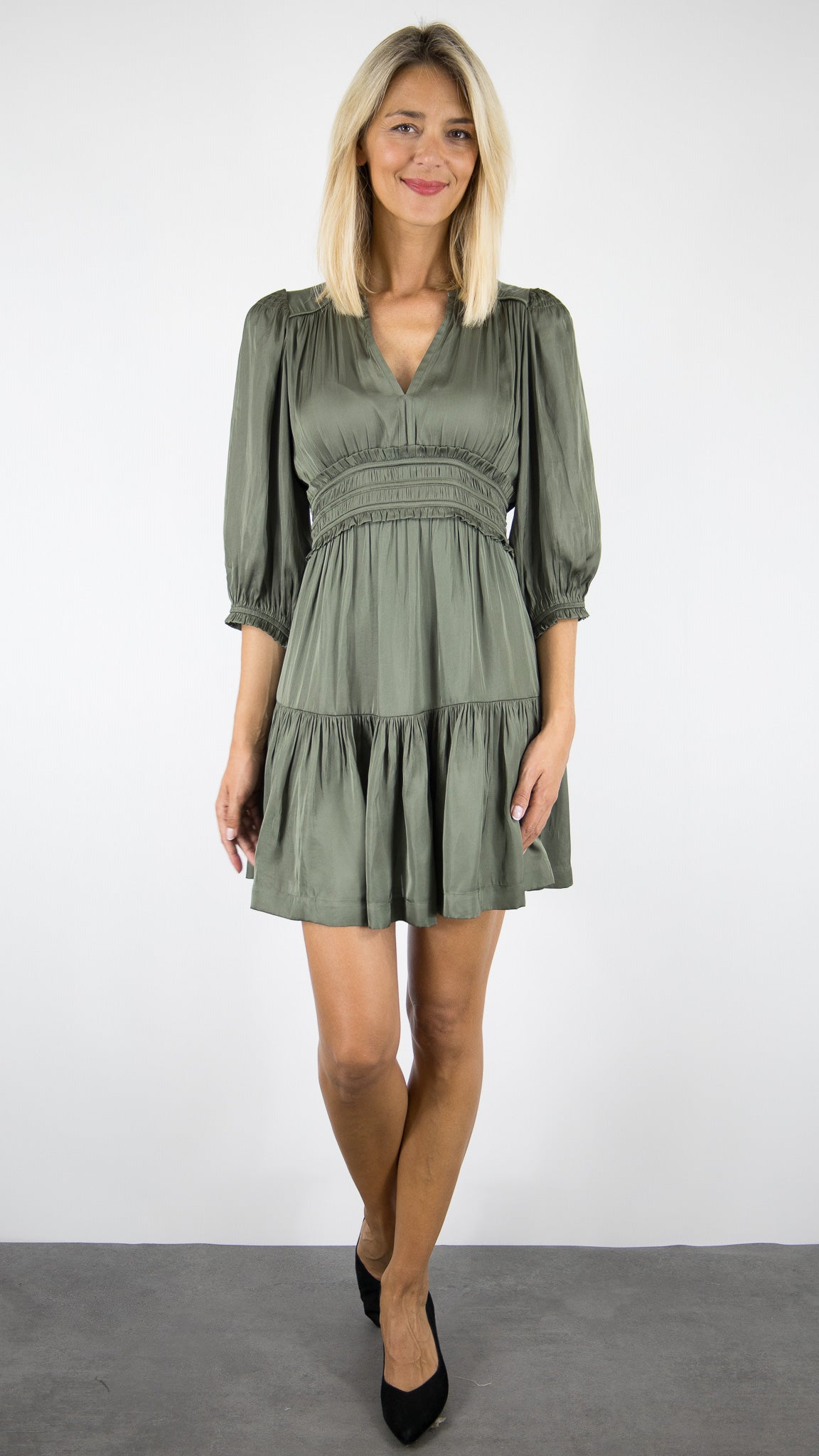 ROBE COURTE FLUIDE BA&SH CYRILIA#COLOR_KAKI