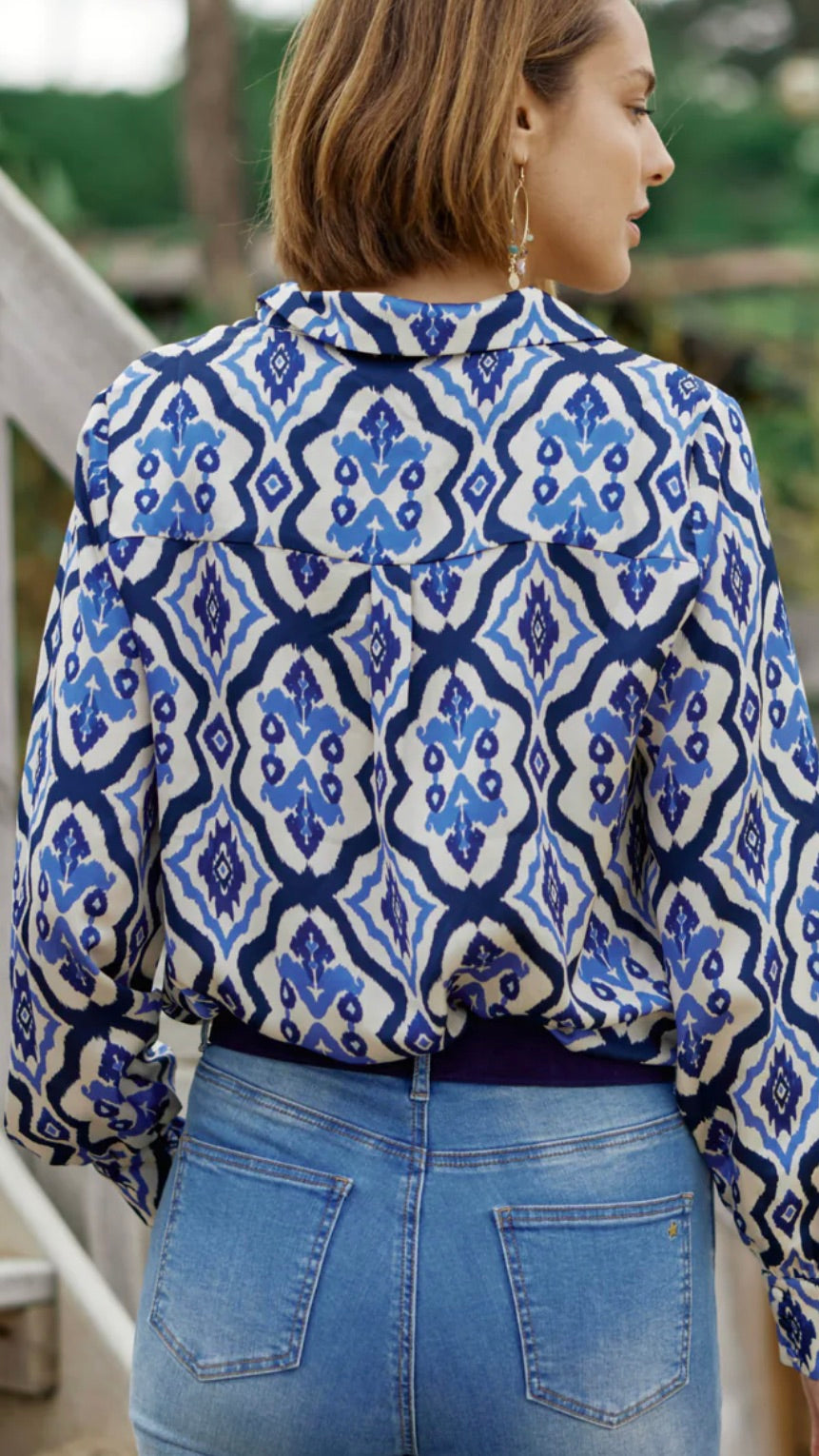 BLOUSE IMPRIMEE SATINEE LA PETITE ETOILE SANDA BLEUE