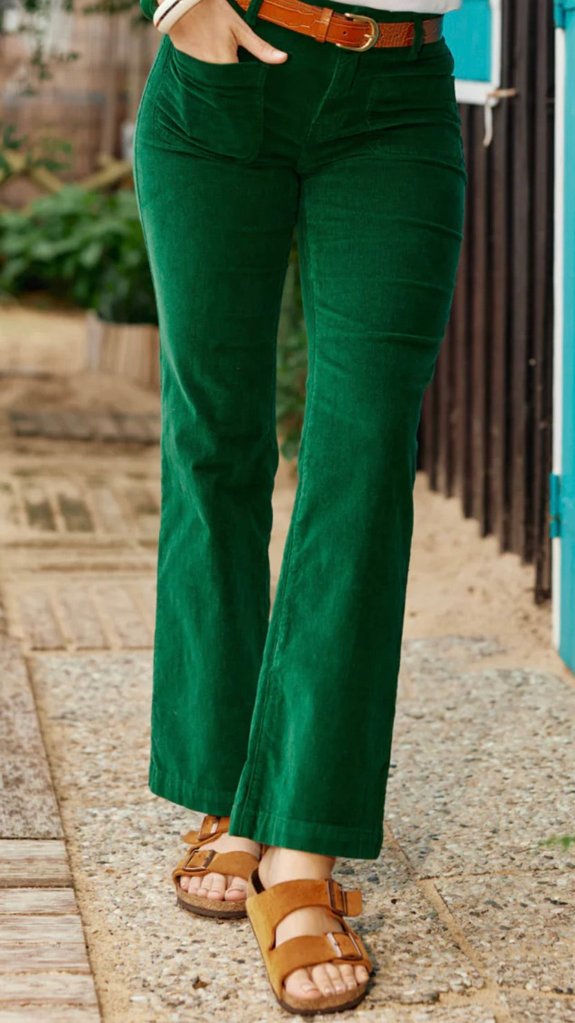 PANTALON FLARE EN VELOURS LA PETITE ETOILE SONNY VERT