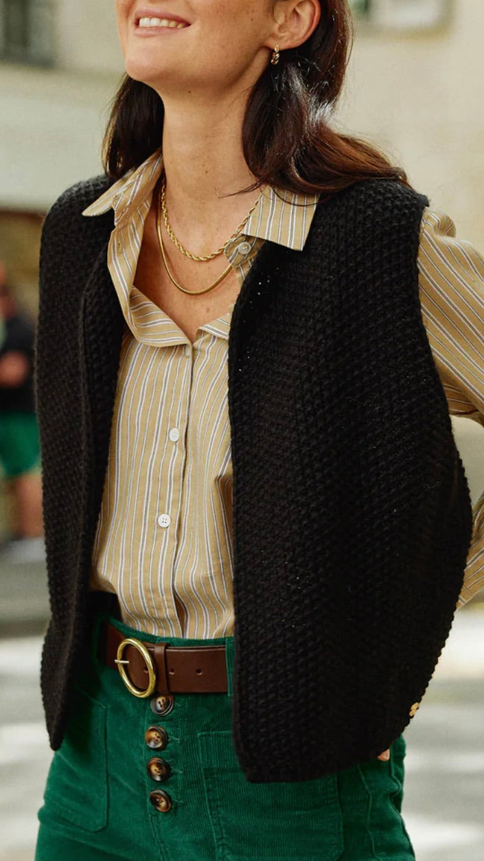 GILET SANS MANCHES EN MAILLE CREA LA PETITE ETOILE NOIR