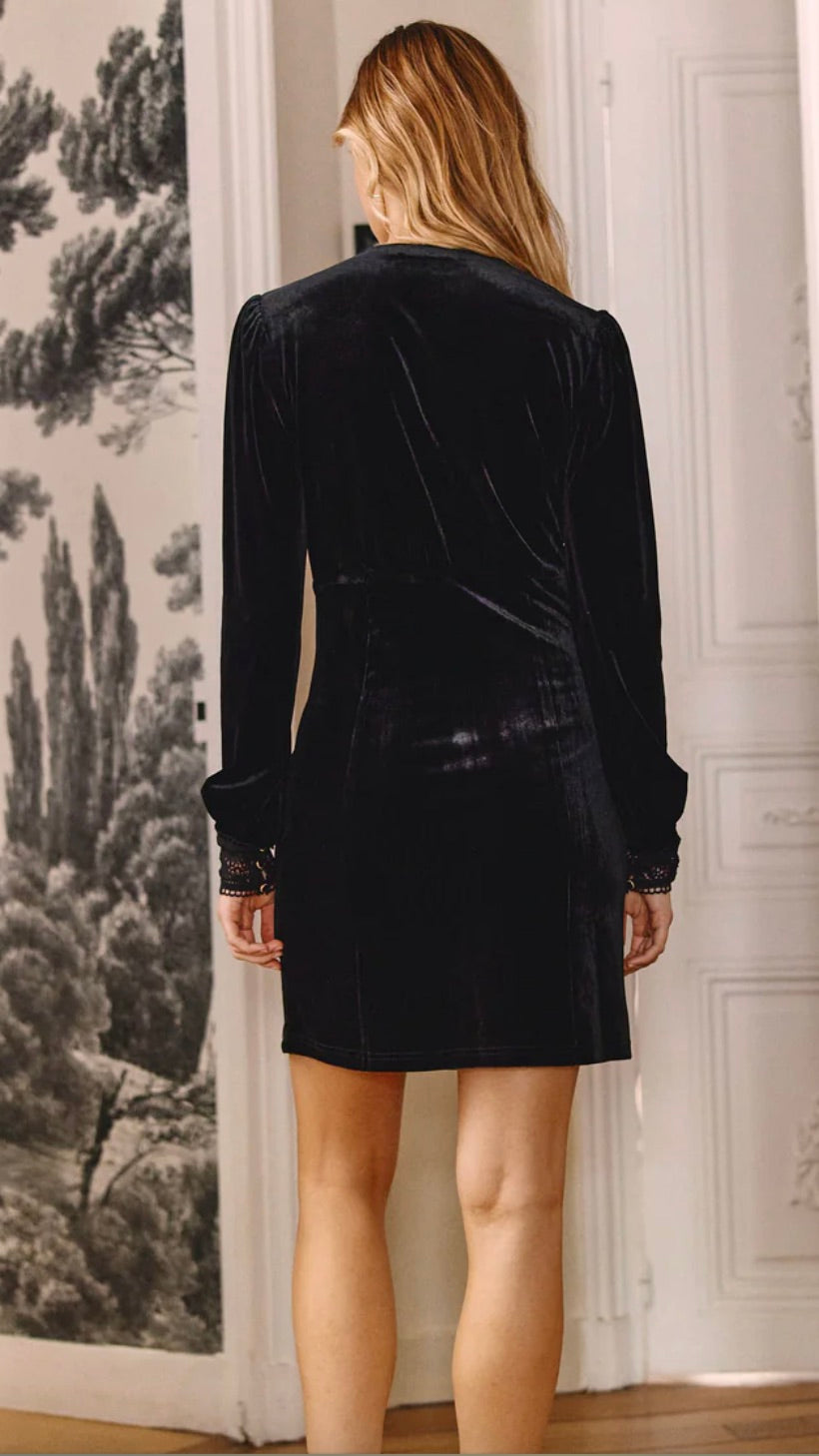 ROBE BOUTONNEE EN VELOURS JORGINA LA PETITE ETOILE NOIR