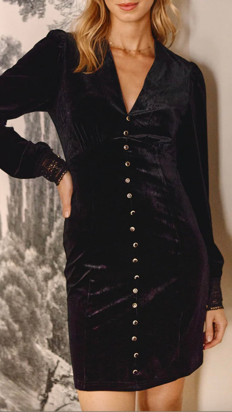 ROBE BOUTONNEE EN VELOURS JORGINA LA PETITE ETOILE NOIR