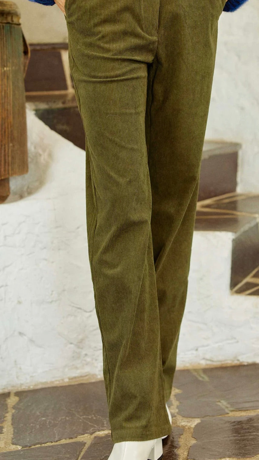 PANTALON DROIT EN VELOURS UGO LA PETITE ETOILE KAKI