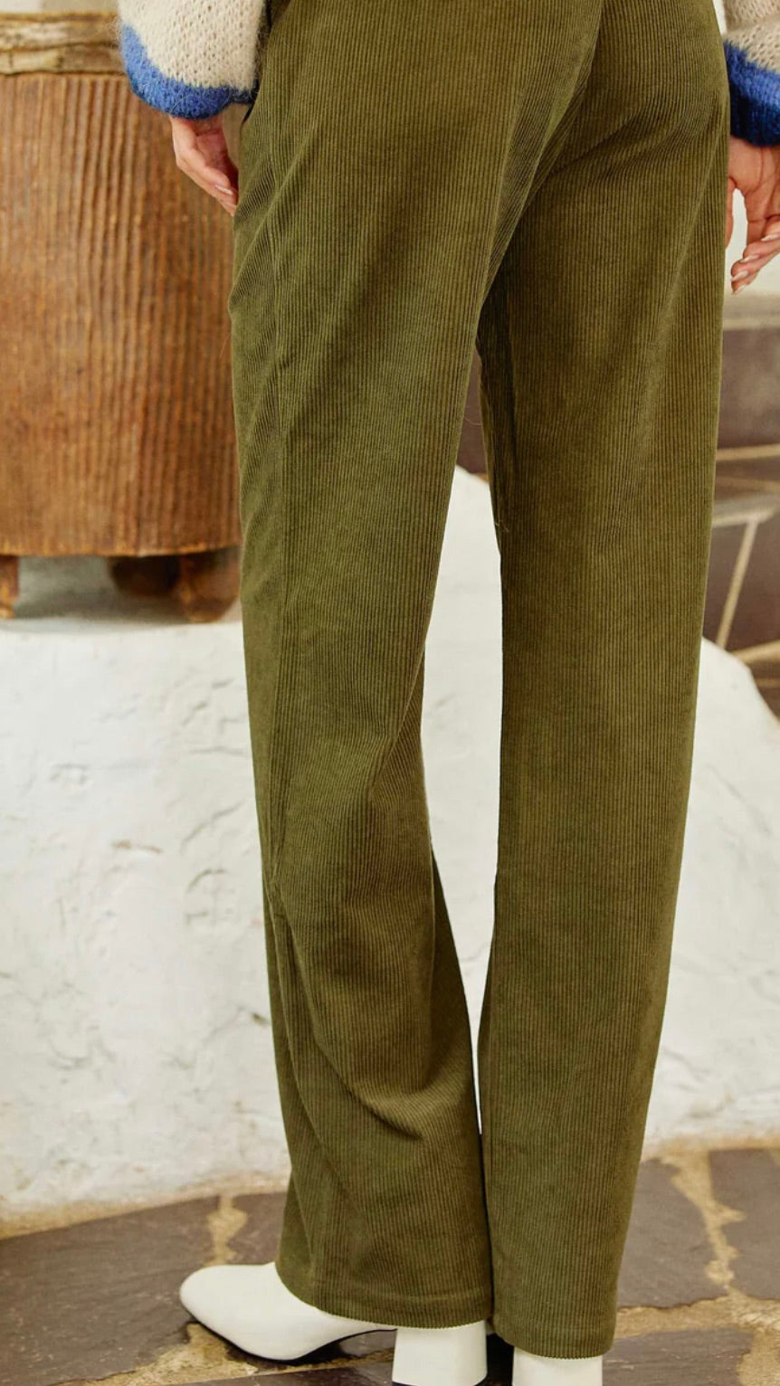 PANTALON DROIT EN VELOURS UGO LA PETITE ETOILE KAKI