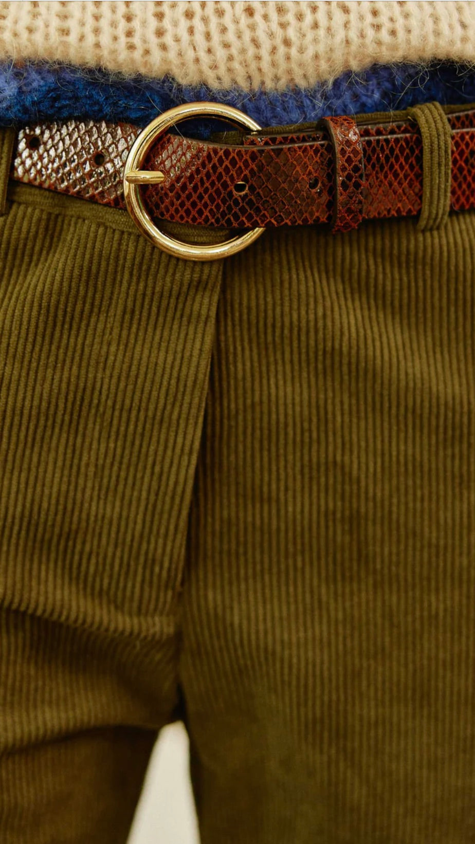 PANTALON DROIT EN VELOURS UGO LA PETITE ETOILE KAKI