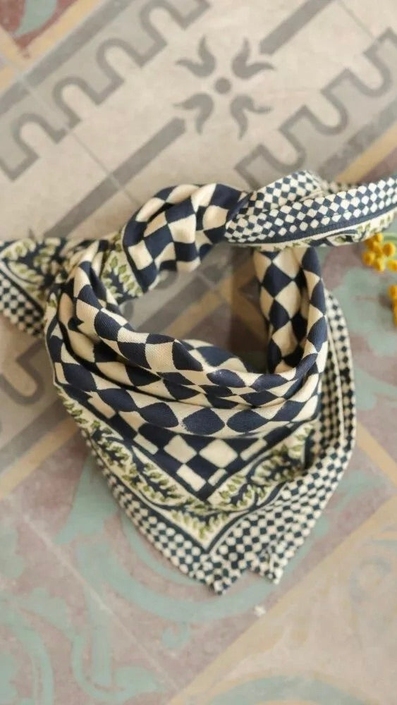 FOULARD BELLEMME DAMIER PETIT FORMAT#COLOR_ENCRE