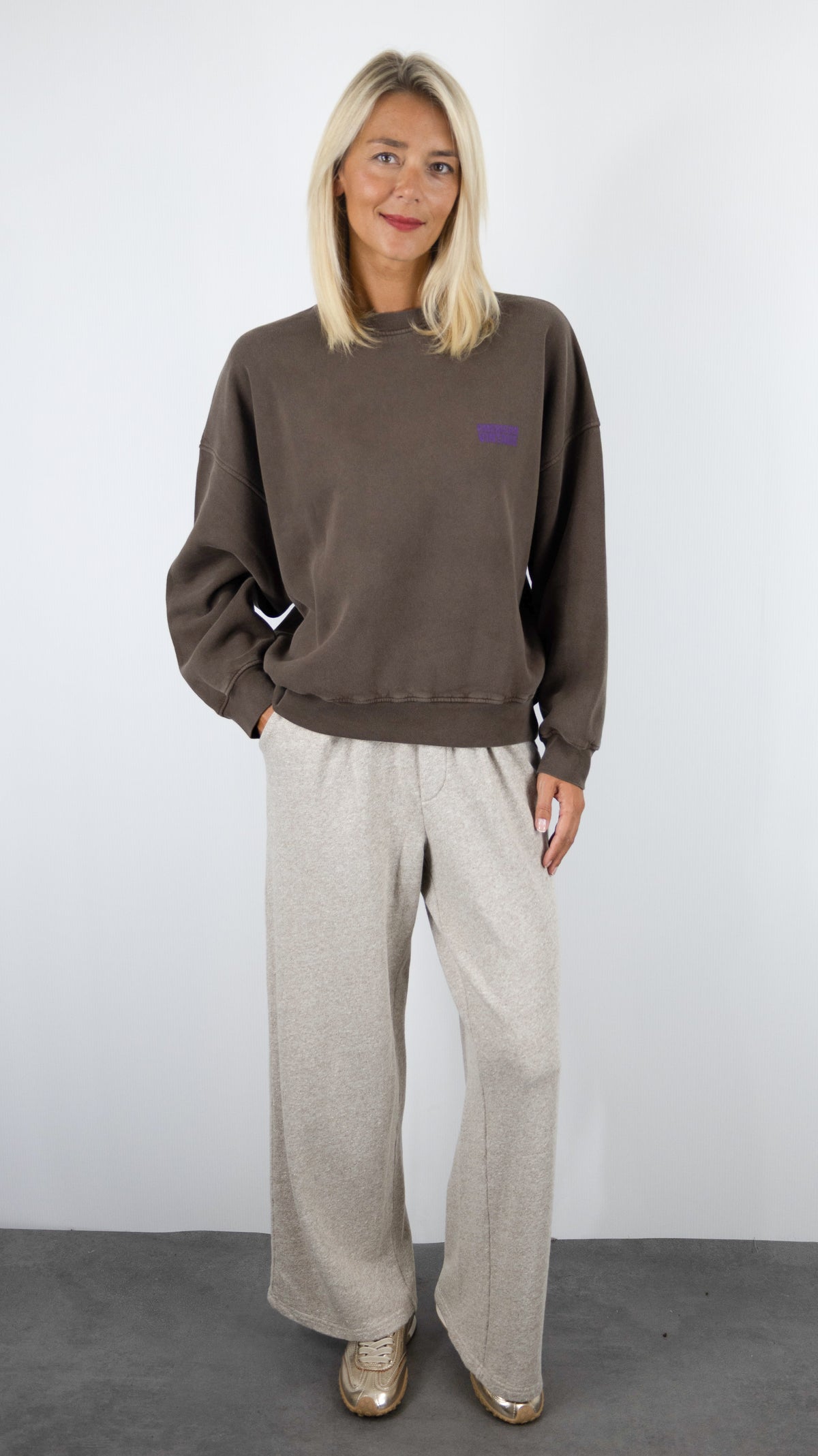 SWEAT AMPLE EN COTON POUR FEMME PLI03C AMERICAN VINTAGE PLIZZY#COLOR_CHATAIGNE