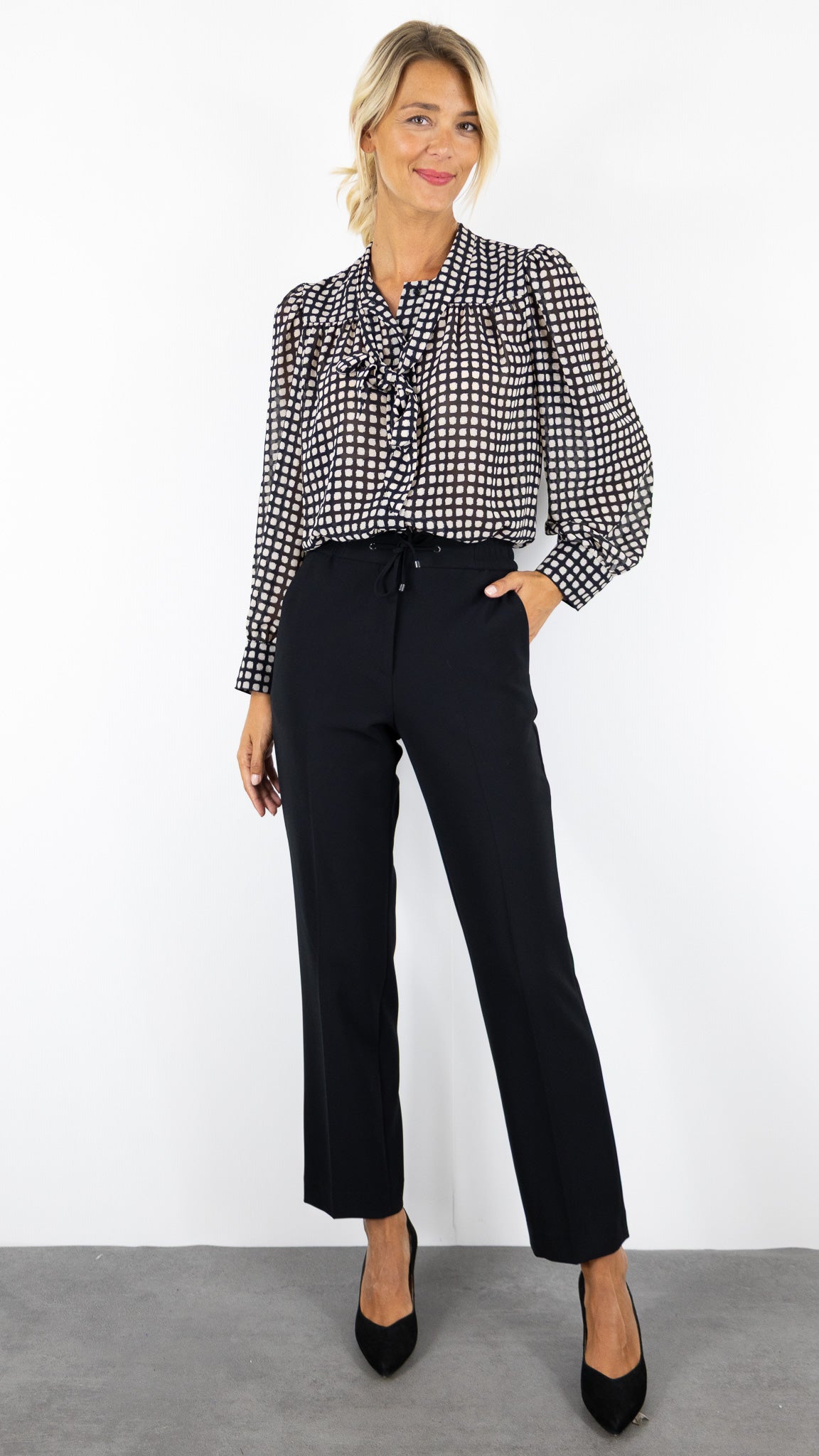 BLOUSE FLUIDE A POIS NOIR ET ECRU GERARD DAREL DCC25 C191