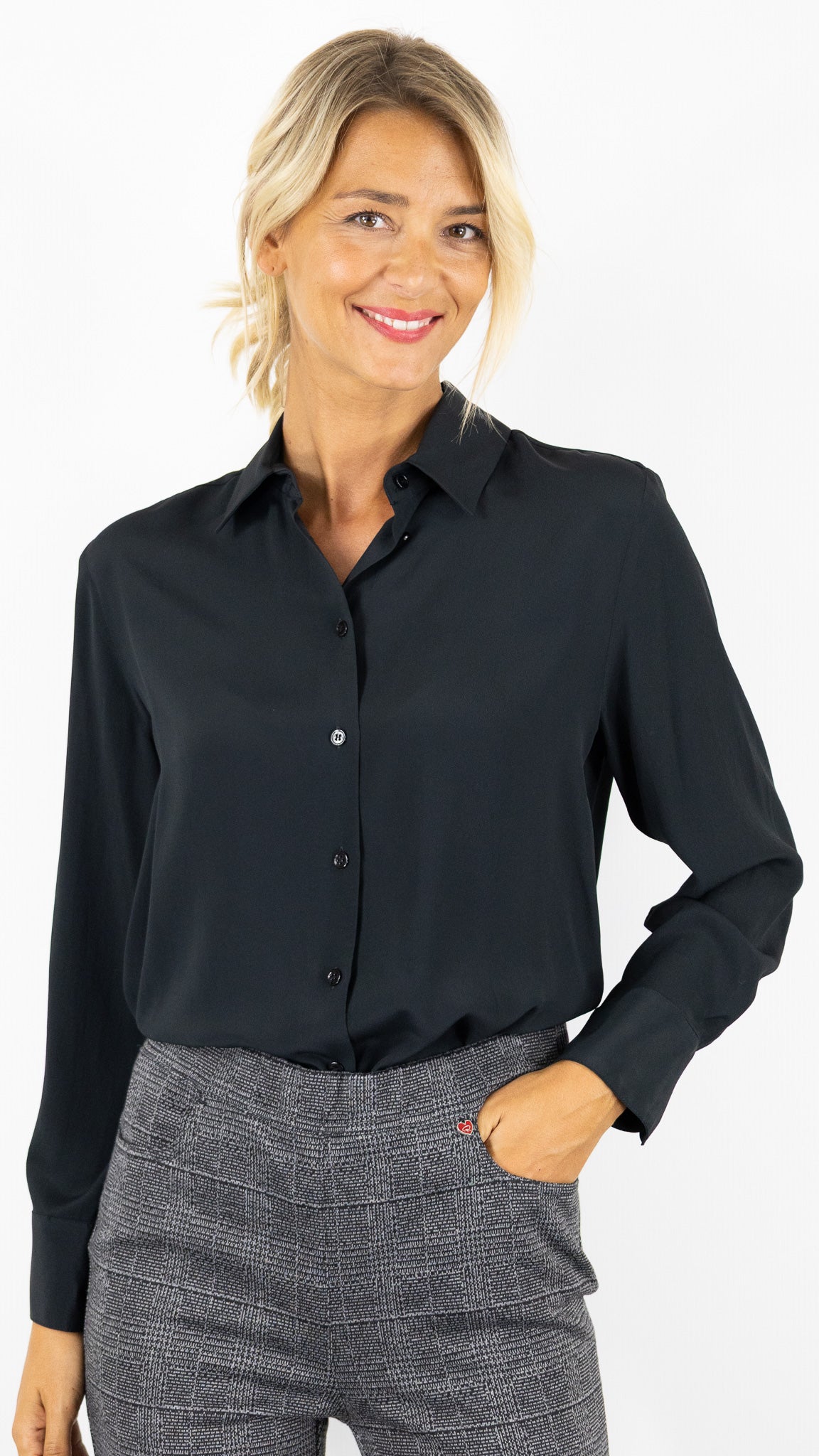 CHEMISE SATINEE FLUIDE GERARD DAREL AGATHE#COLOR_91/NOIR