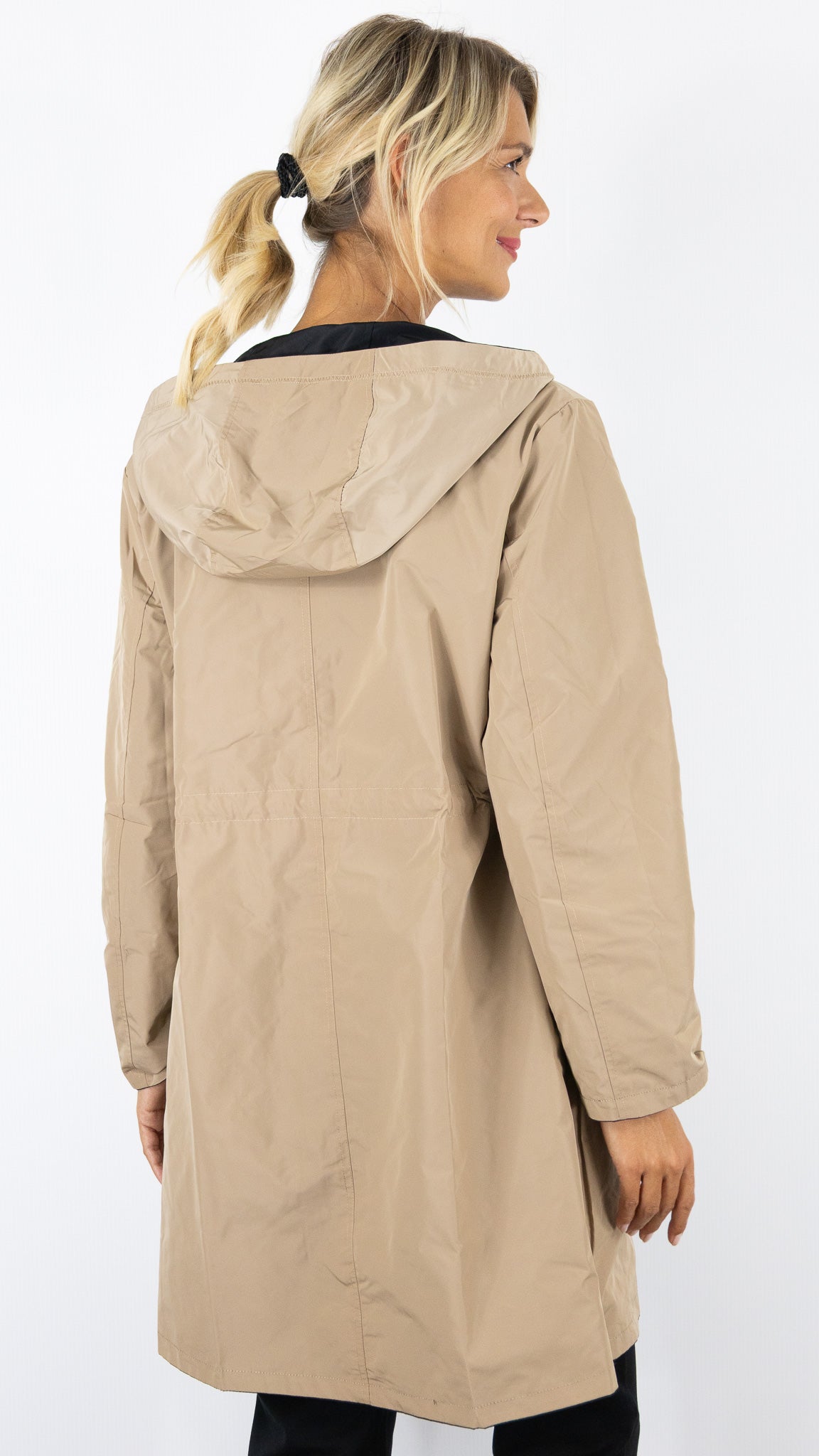 PARKA A CAPUCHE MI-LONGUE REVERSIBLE POUR FEMME CAMEL ET NOIR GERARD DAREL XIMENA DCE14 C018