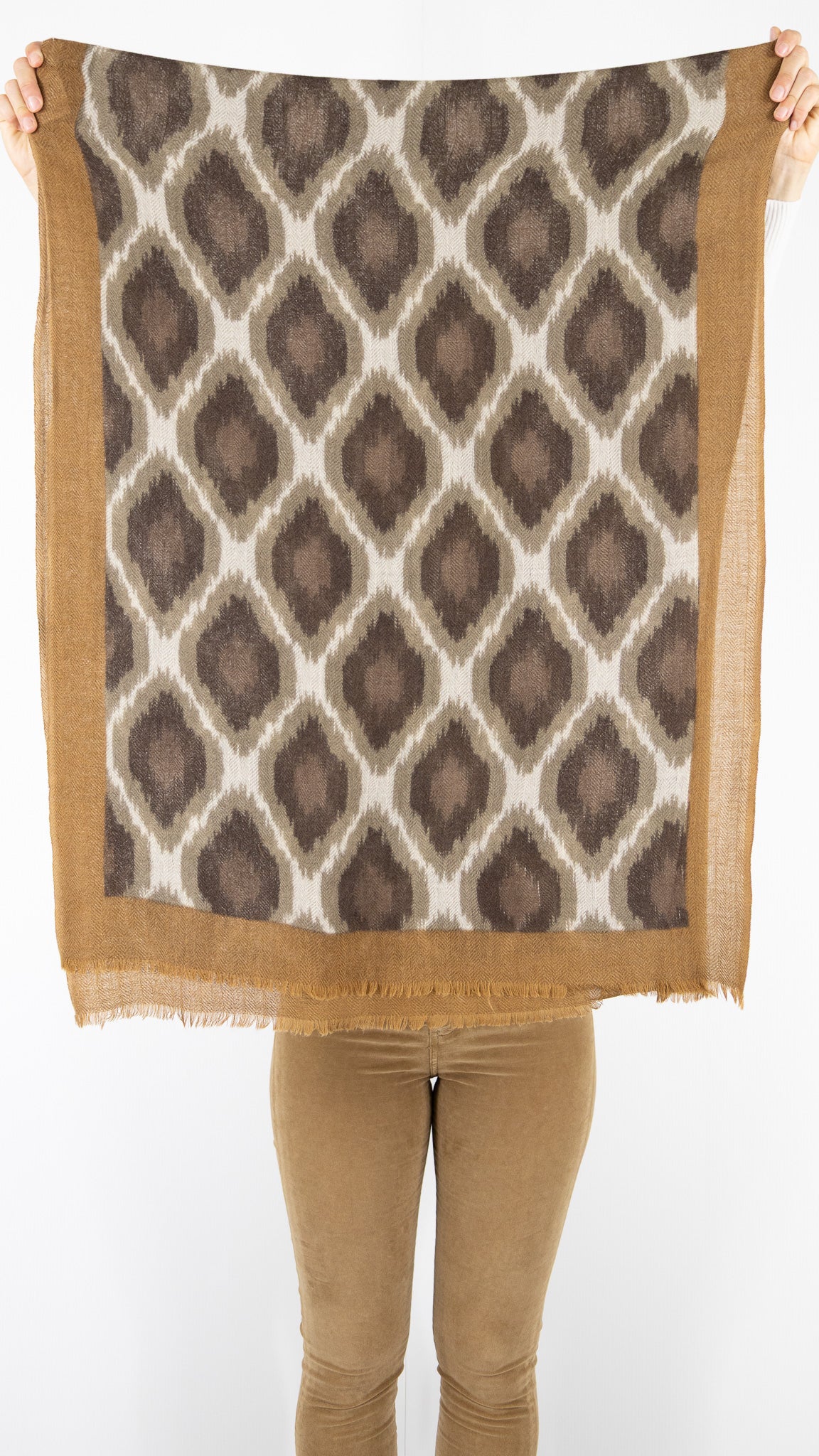 ECHARPE IMPRIMEE EN LAINE ET CACHEMIRE CHOCO ET TAUPE GERARD DAREL DCH19 C279