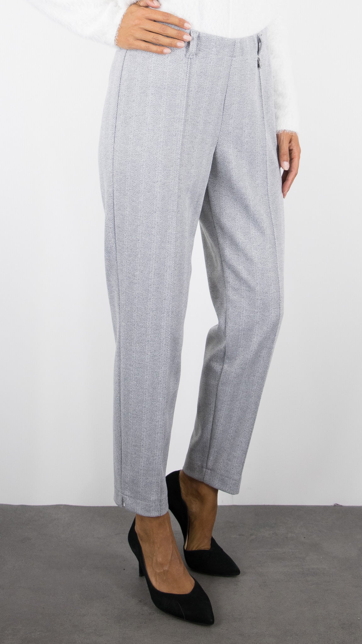 PANTALON A CHEVRONS GRIS CLAIR POUR FEMME PANTALON DE VILLE BIANCA DENVER 60023