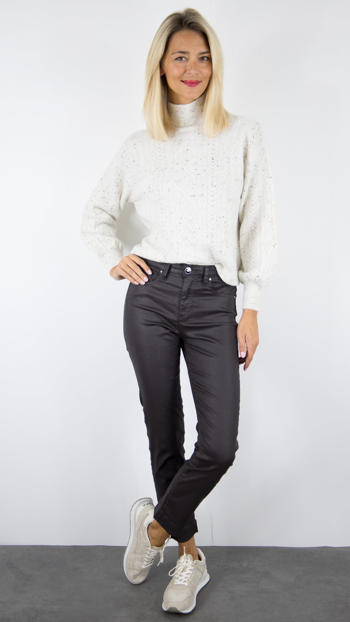 PULL COL CHEMINEE TORSADE MOUCHETE POUR FEMME DES PETITS HAUTS DINO CREME TWEED