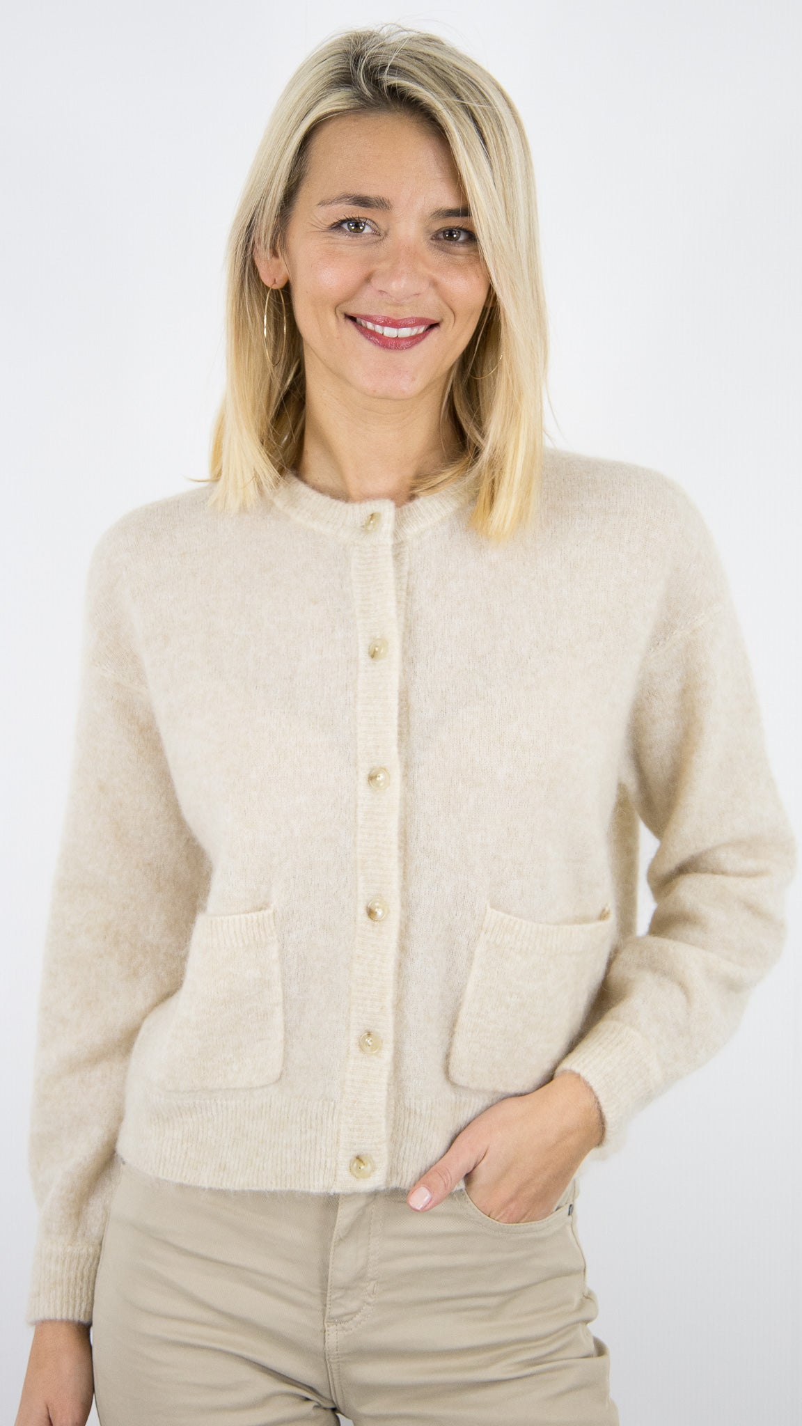 CARDIGAN EN MOHAIR POUR FEMME DES PETITS HAUTS DOBILOU#COLOR_BEIGE