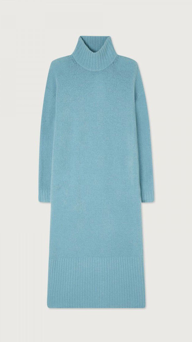 ROBE LONGUE EN MAILLE AMERICAN VINTAGE DOMY BRUINE CIEL