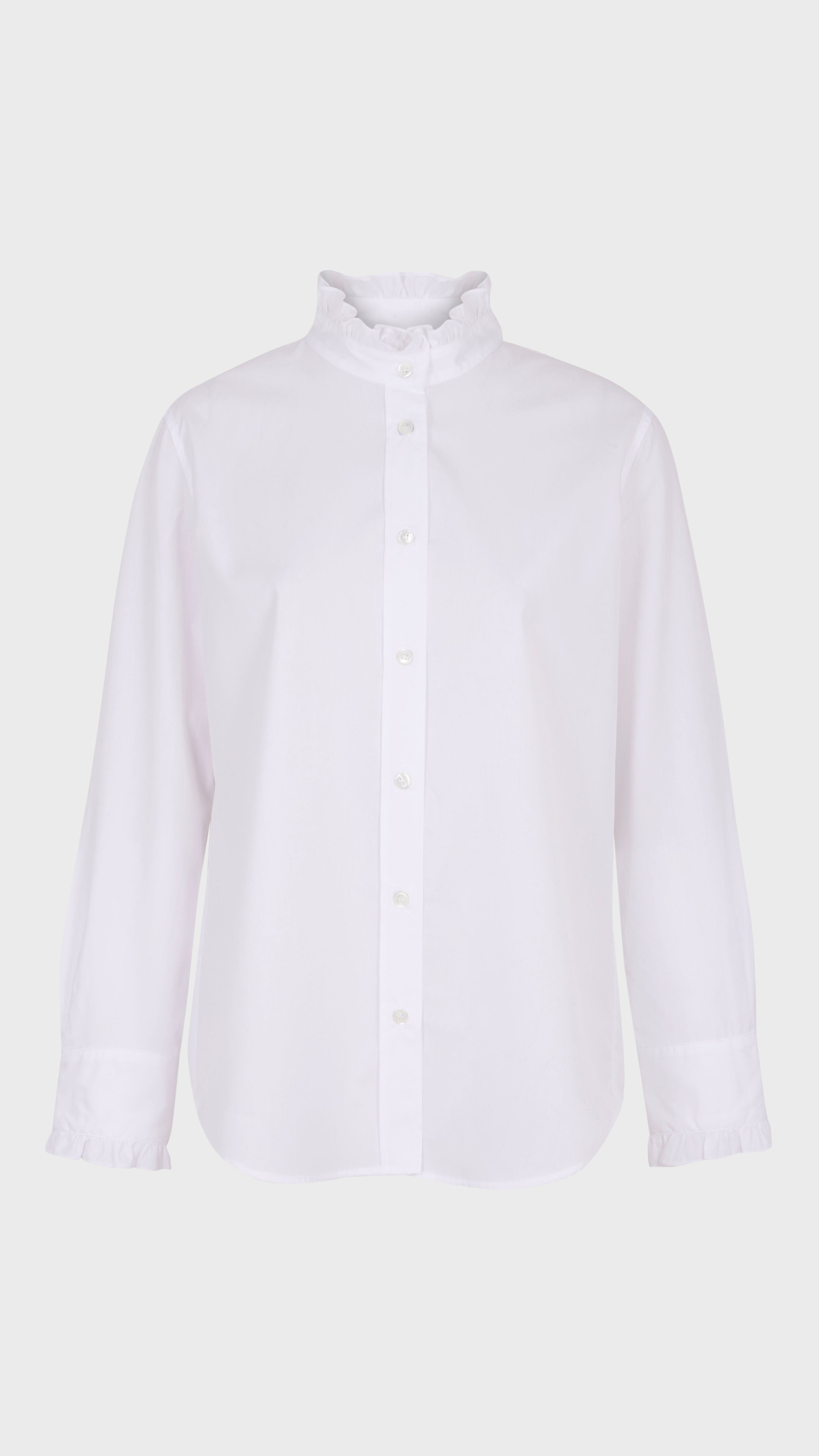 CHEMISE VOLANTEE COL VICTORIEN GERARD DAREL CALYPSO BLANC