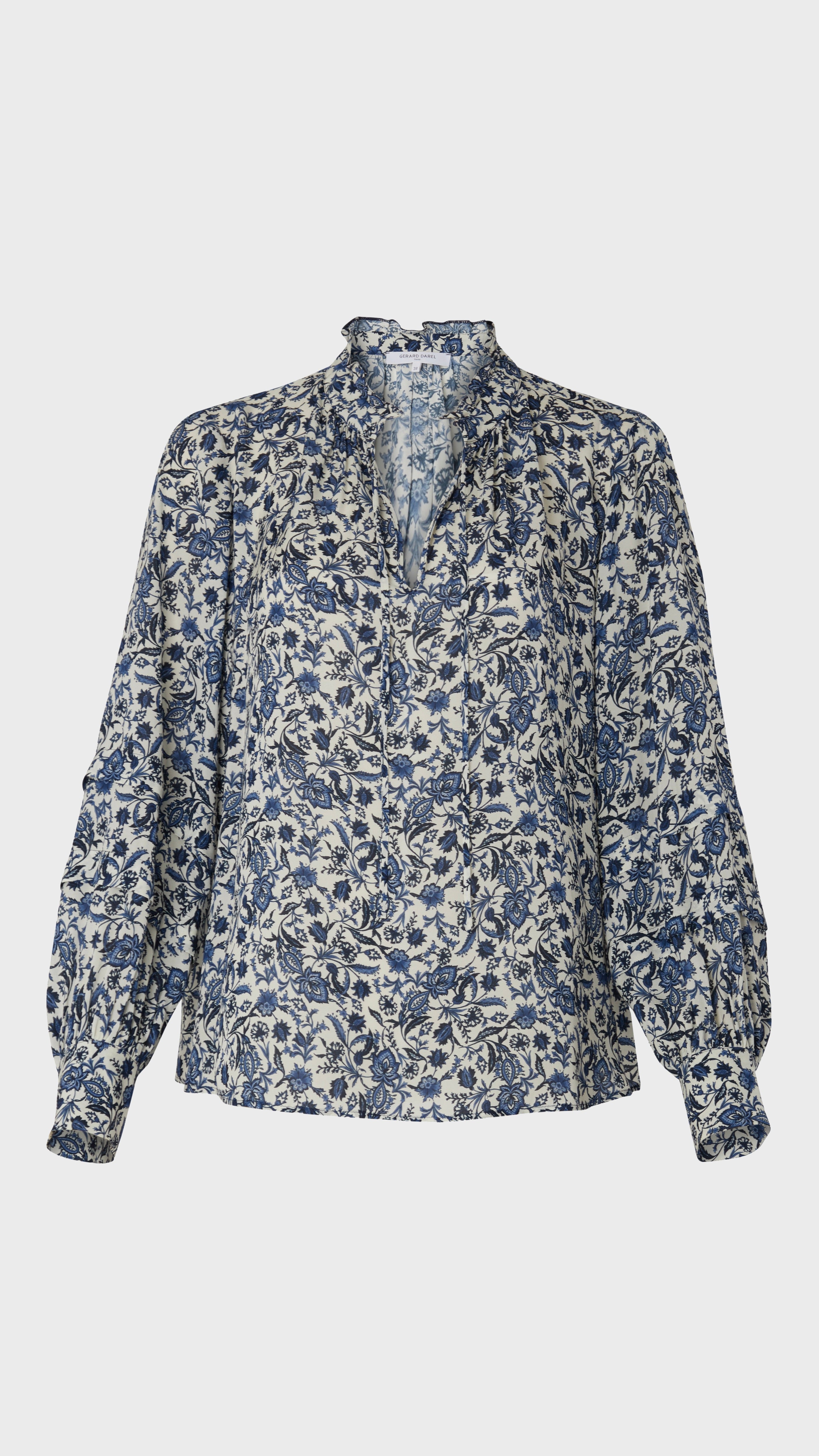 BLOUSE IMPRIMÉE COL VOLANTE GERARD DAREL CECILE INDIGO