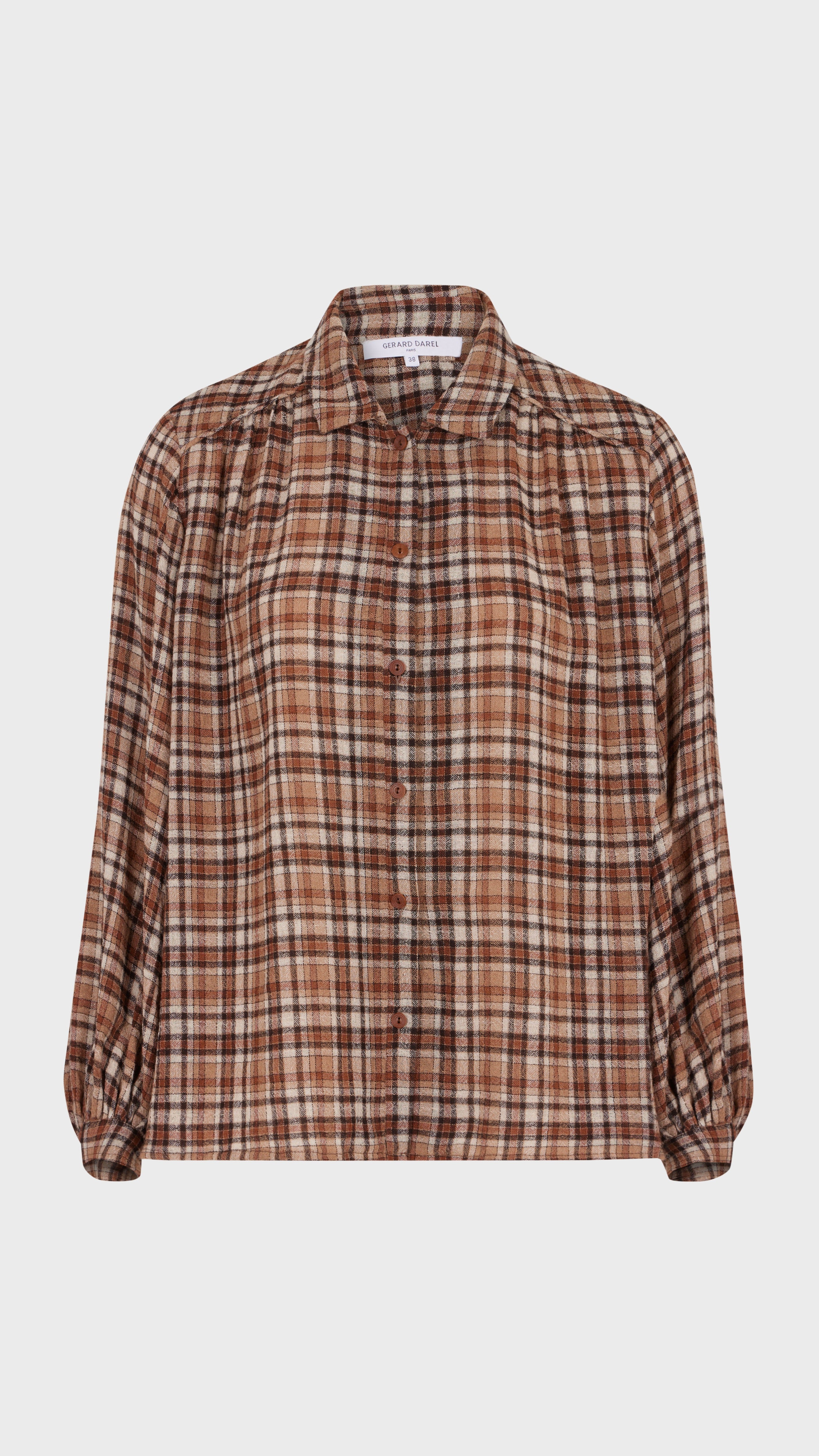 BLOUSE ECOSSAISE EN LAINE CAMEL GERARD DAREL COLOMBE