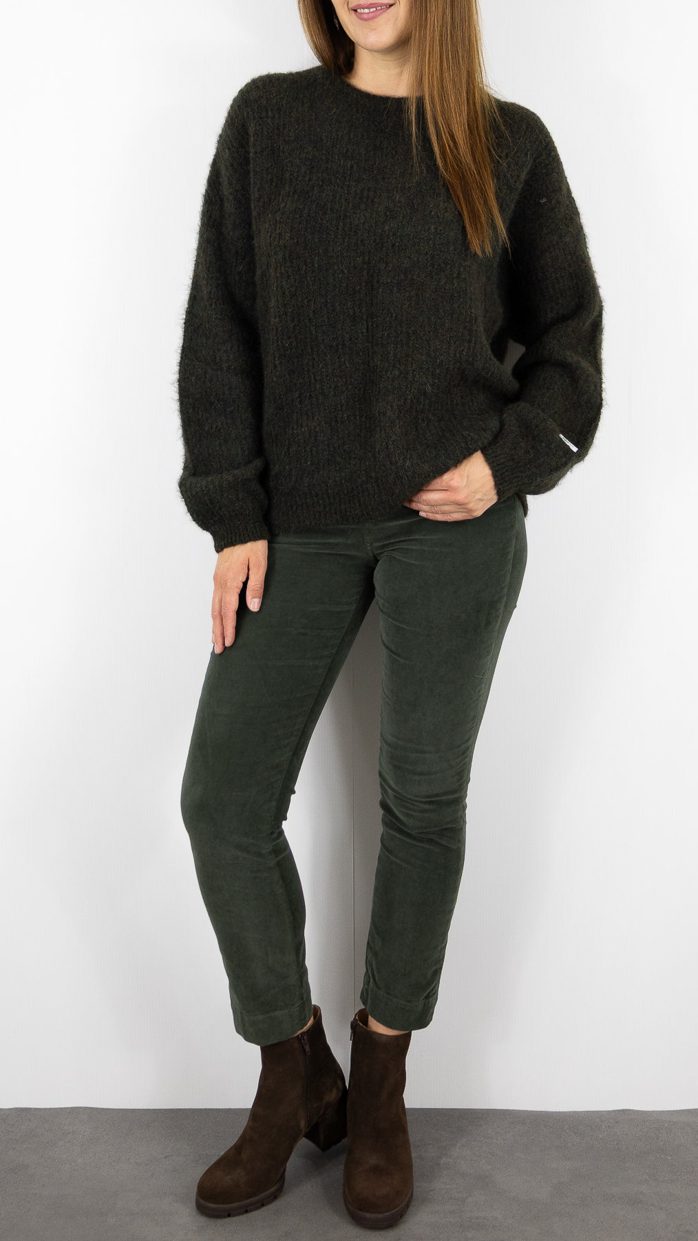 PULL AMPLE COL ROND EN ALPAGA EPICEA VERT AMERICAN VINTAGE EAST