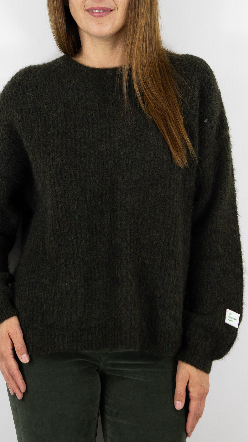 PULL AMPLE COL ROND EN ALPAGA EPICEA VERT AMERICAN VINTAGE EAST