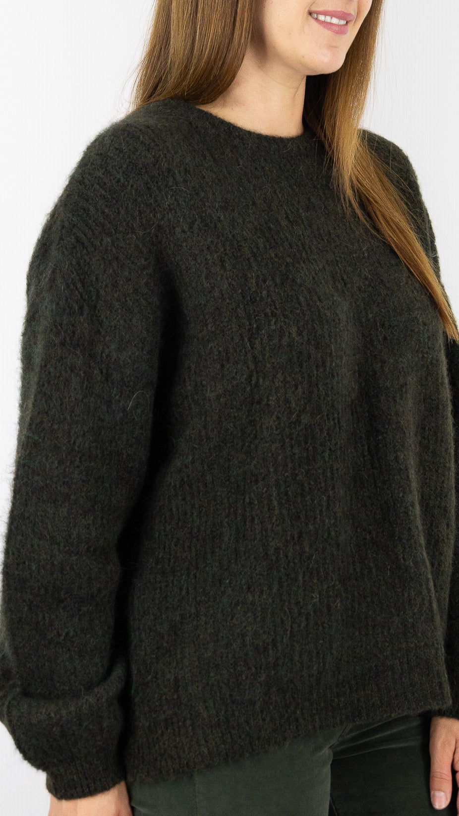 PULL AMPLE COL ROND EN ALPAGA EPICEA VERT AMERICAN VINTAGE EAST