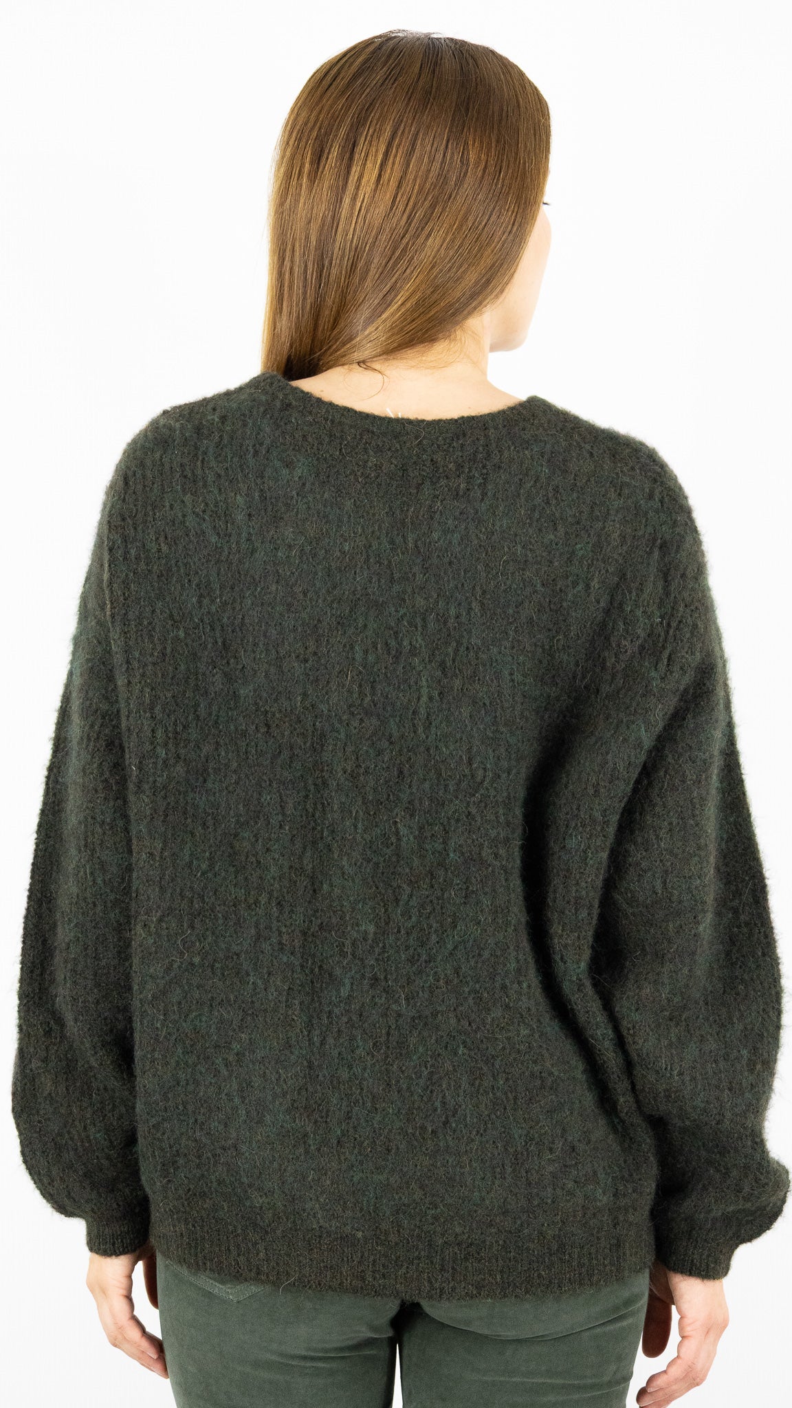 PULL AMPLE COL ROND EN ALPAGA EPICEA VERT AMERICAN VINTAGE EAST