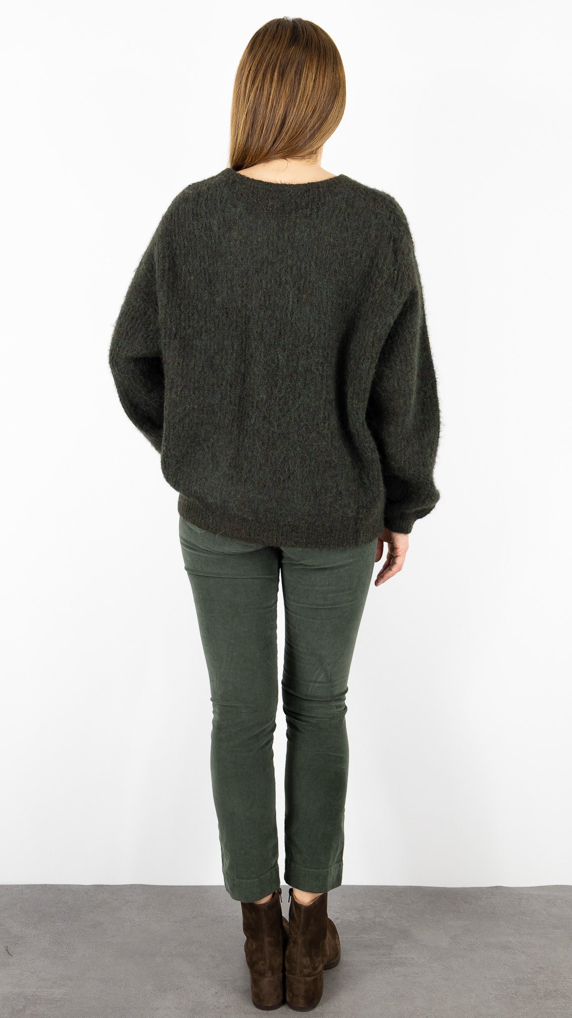 PULL AMPLE COL ROND EN ALPAGA EPICEA VERT AMERICAN VINTAGE EAST