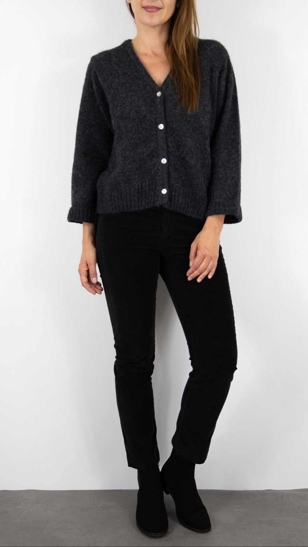 GILET EN ALPAGA GRIS ANTHRACITE AMERICAN VINTAGE EAST19G