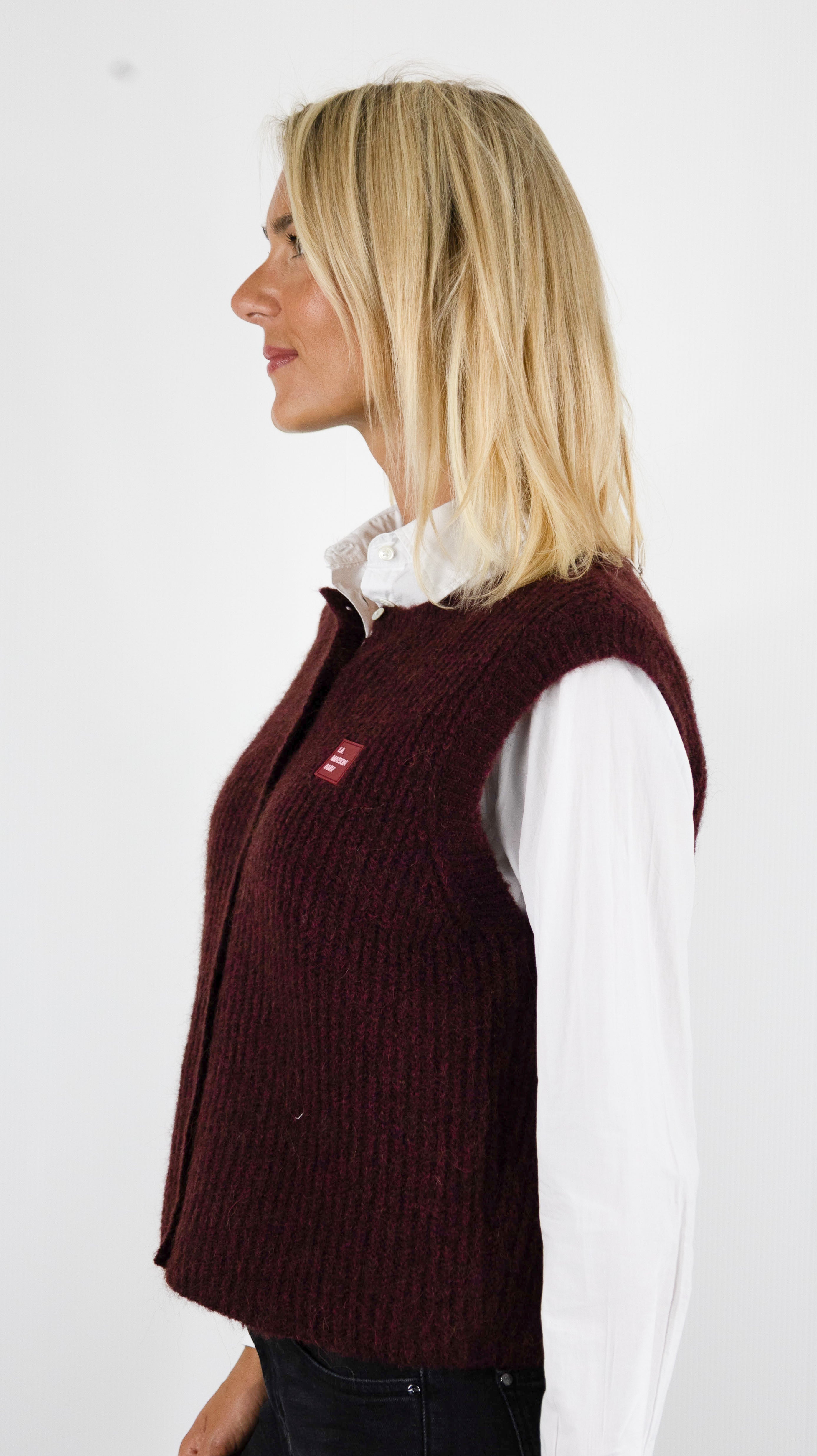 GILET COL ROND SANS MANCHES EAST19M AMERICAN VINTAGE EAST#COLOR_ACELORA CHINE/BORDEAU