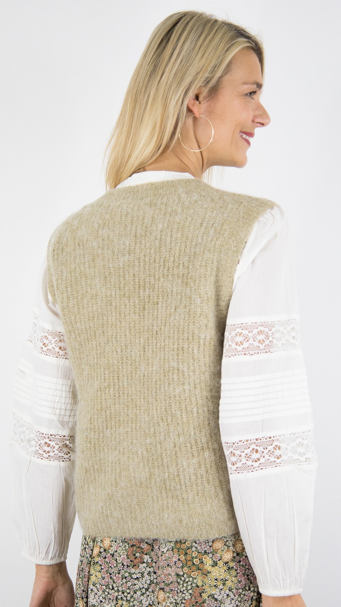 GILET SANS MANCHES ALPAGA AMERICAN VINTAGE EAST#COLOR_SABLE CHINE/BEIGE