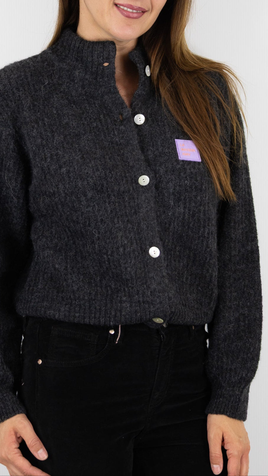 GILET COL MONTANT ANTRACITE AMERICAN VINTAGE EAST