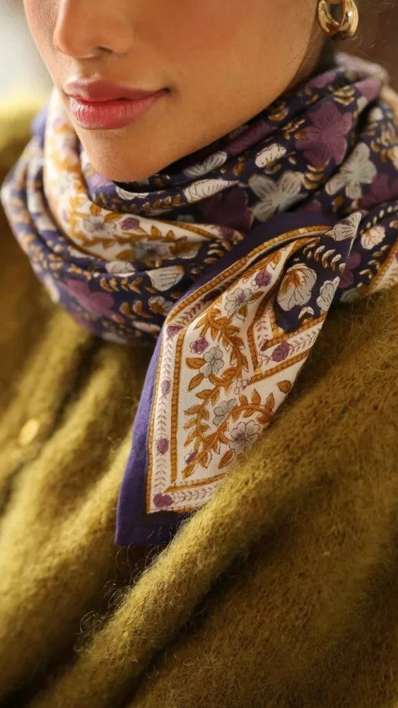 FOULARD IMPRIME FLEURI 100% COTON BELLEMME ELLIS#COLOR_CASSIS