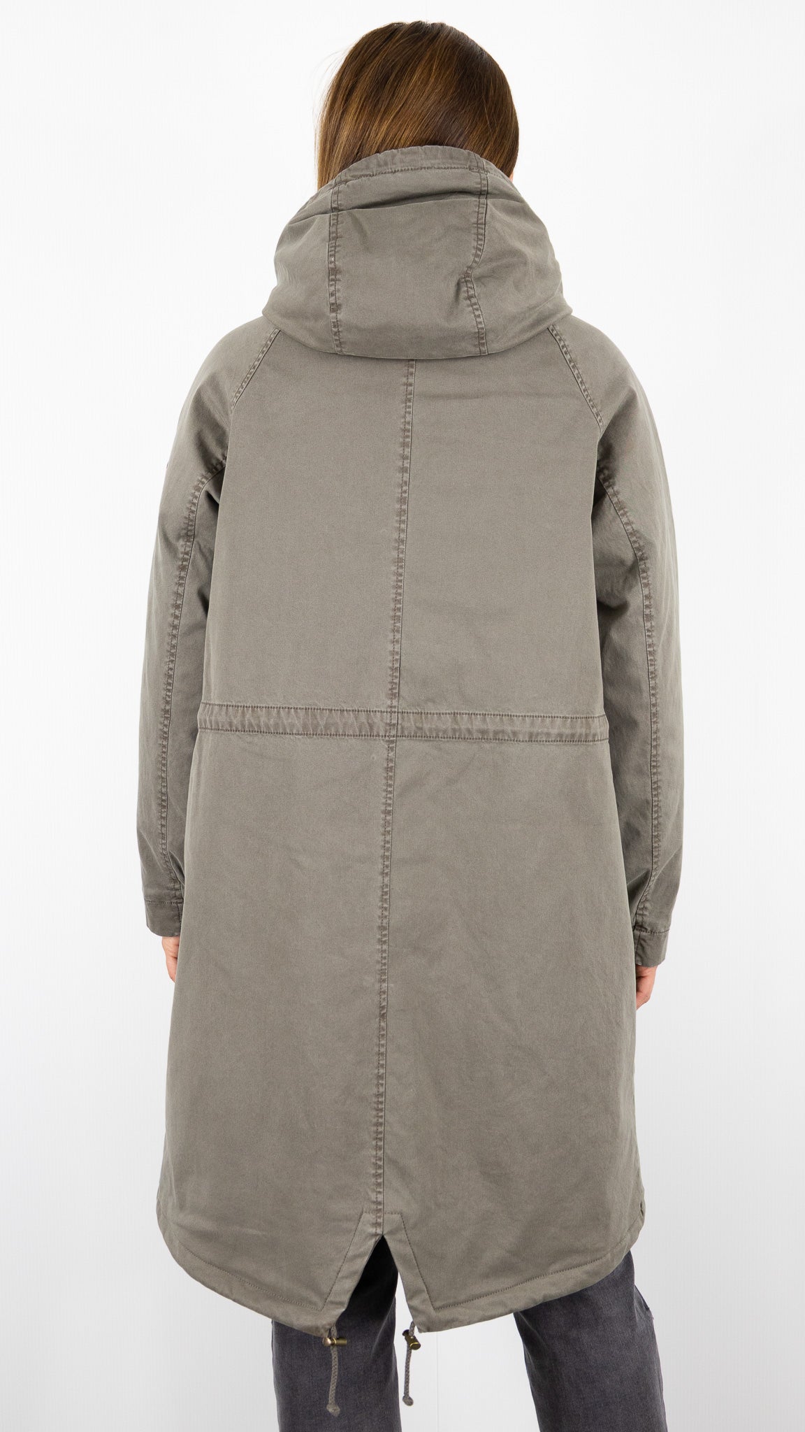 PARKA LONGUE AVEC CAPUCHE FAUSSE FOURRURE POUR FEMME BLONDE N°8 EMMA M DARK TAUPE