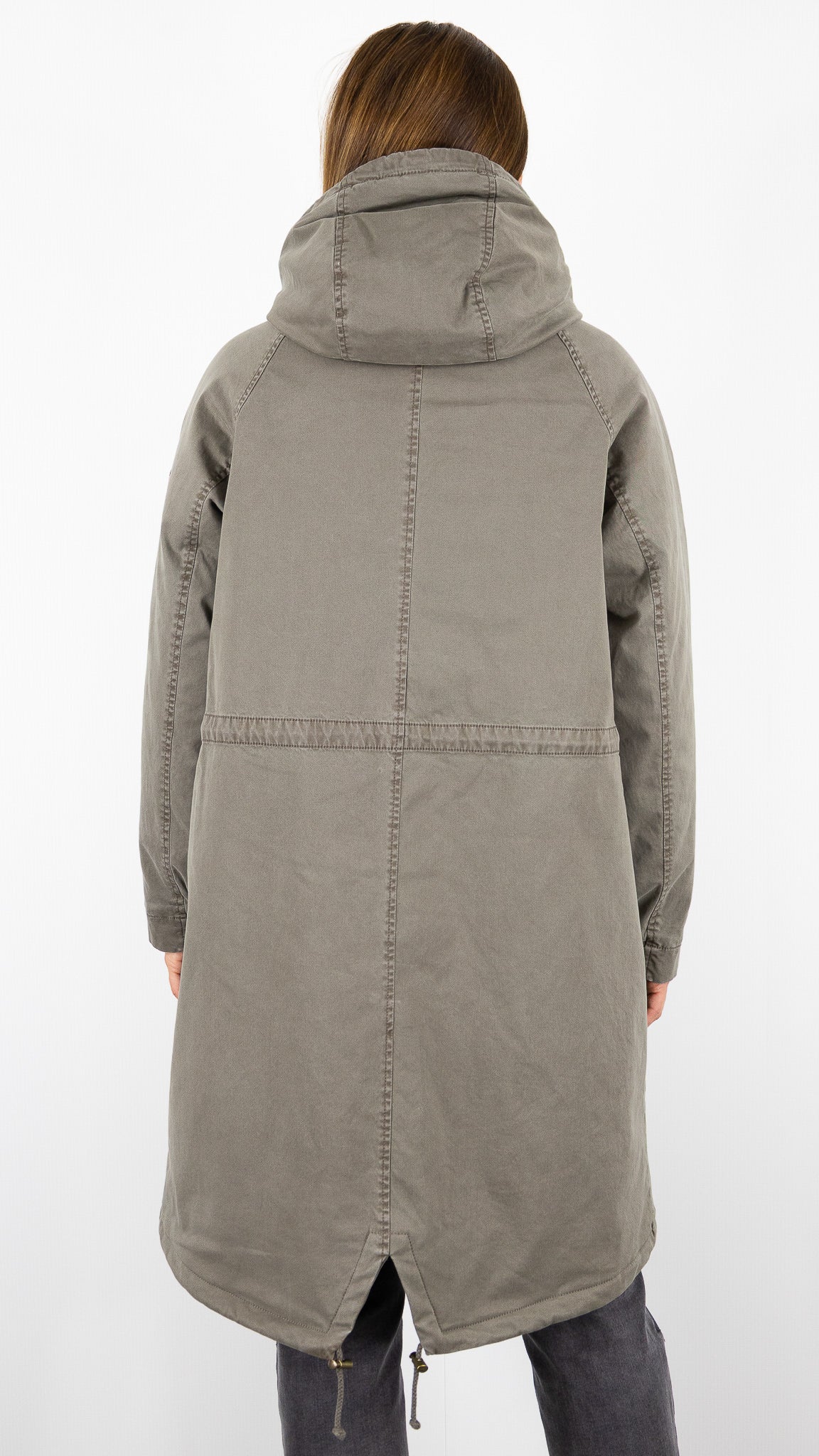 PARKA LONGUE AVEC CAPUCHE FAUSSE FOURRURE POUR FEMME BLONDE N°8 EMMA M DARK TAUPE