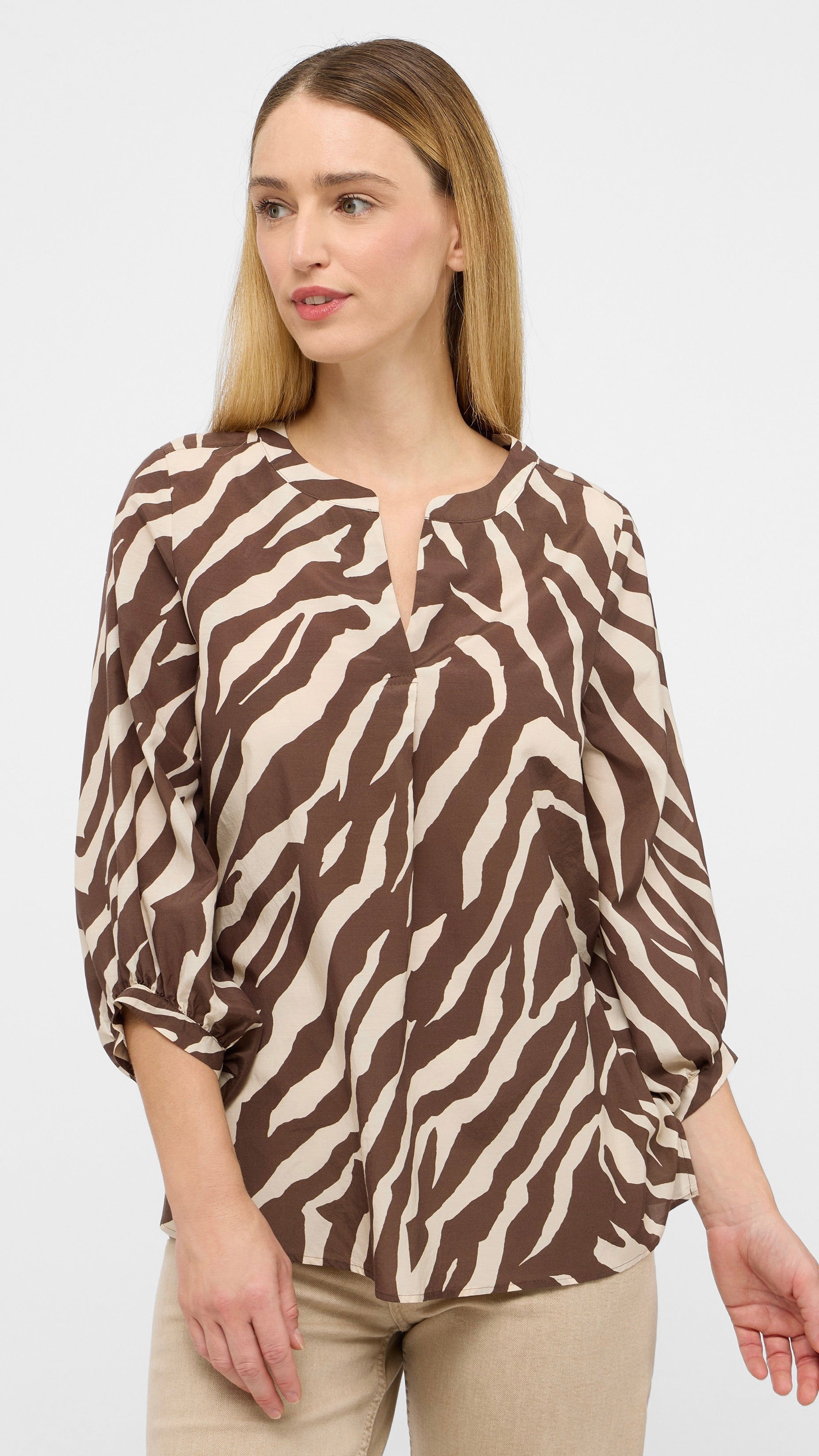 TUNIQUE FLUIDE ZEBRE MARRON ECRU ETERNA 7106 R435